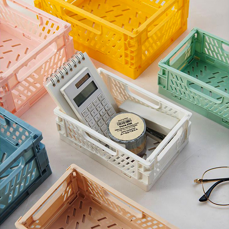 10pcs Multicolor Durable Foldable Plastic Organizer Baskets