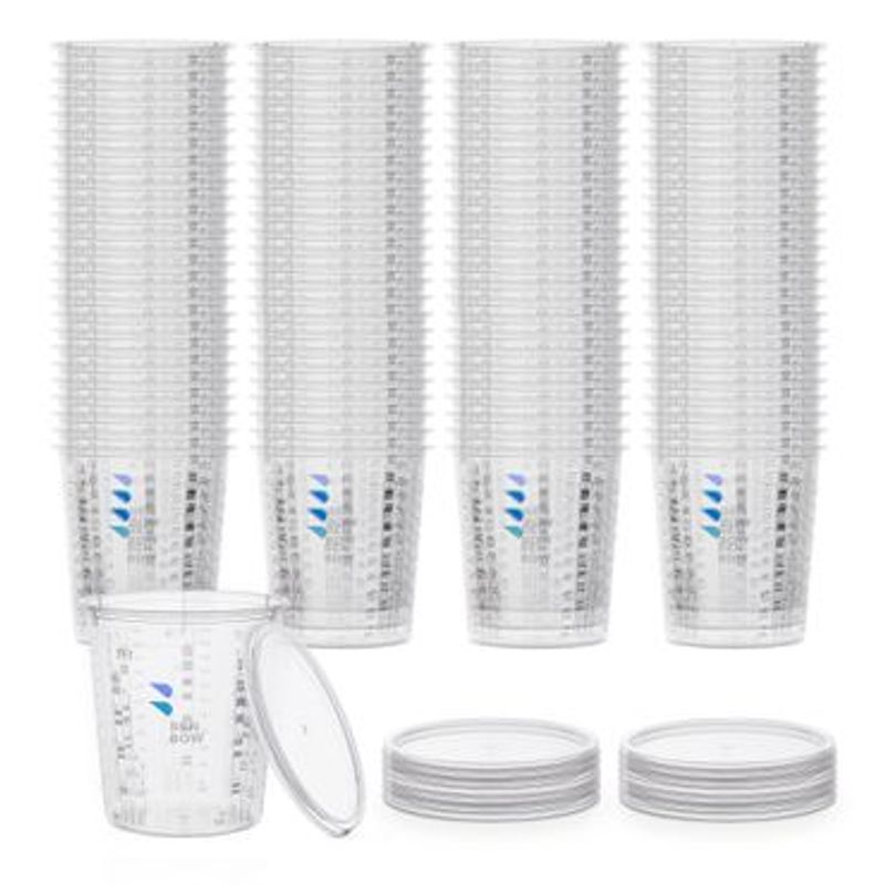 E-shop Benbow Profi-Messbecher mit Deckel 50x 385ml mit vielfältiger Skalierung - Becher mit Skala, Lackmischbecher, Meßbecher, Lackbecher
