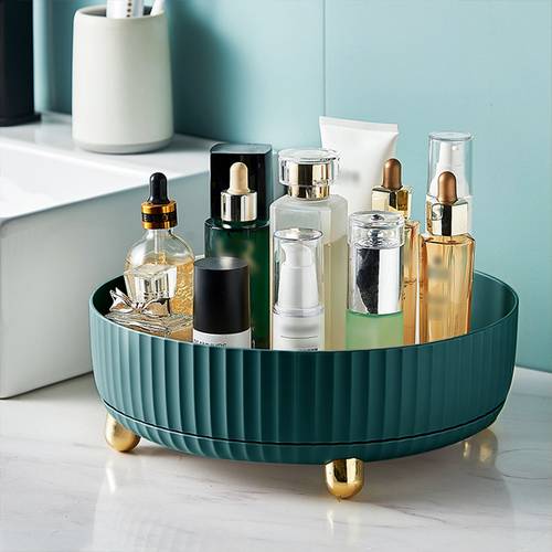 round rotating storage turntable desktop organizer tray 22 22 7 5cm multi purpose makeup skincare display stand for kitchen bathroom vanity table organization saving