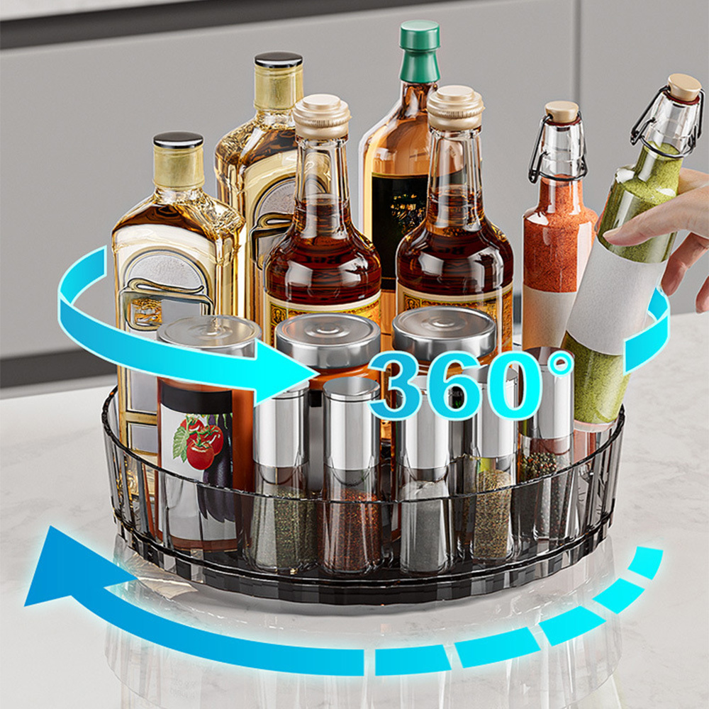 TEMU Rotating Worktop Storage Rack 1 Pack, Multi-functional Lazy Susan Organizer For Spices Cosmetics And Condiments, Non-slip Design For Cupboard