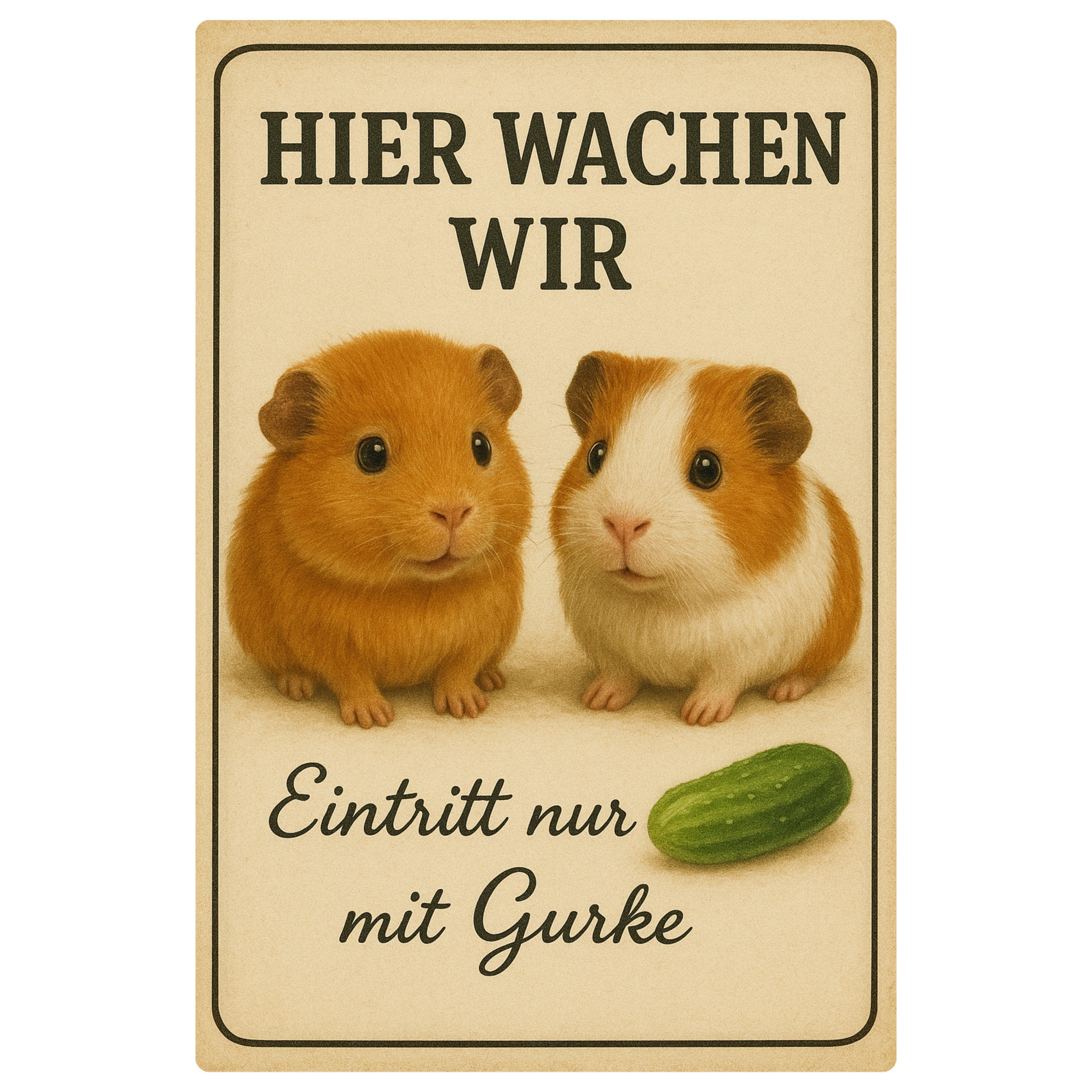 Image of Rustic Sign "here We Watch" 20x30cm - Funny Guinea Pig Sign Made Of Metal - Weatherproof, & - Decoration & Gift Idea For
