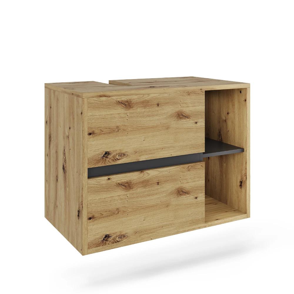 Image of Viola Artisan/gray 80 X 60 Cm Bathroom Vanity Cabinet With 2 Drawers, Under-sink Cabinet For Washbasin, Bathroom Furniture, 16mm Particle Board