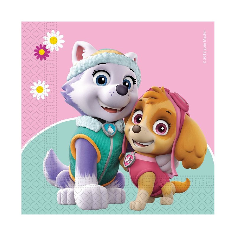 TEMU Servilletas de papel Paw Patrol: Skye y Everest, 33x33 cm, 20