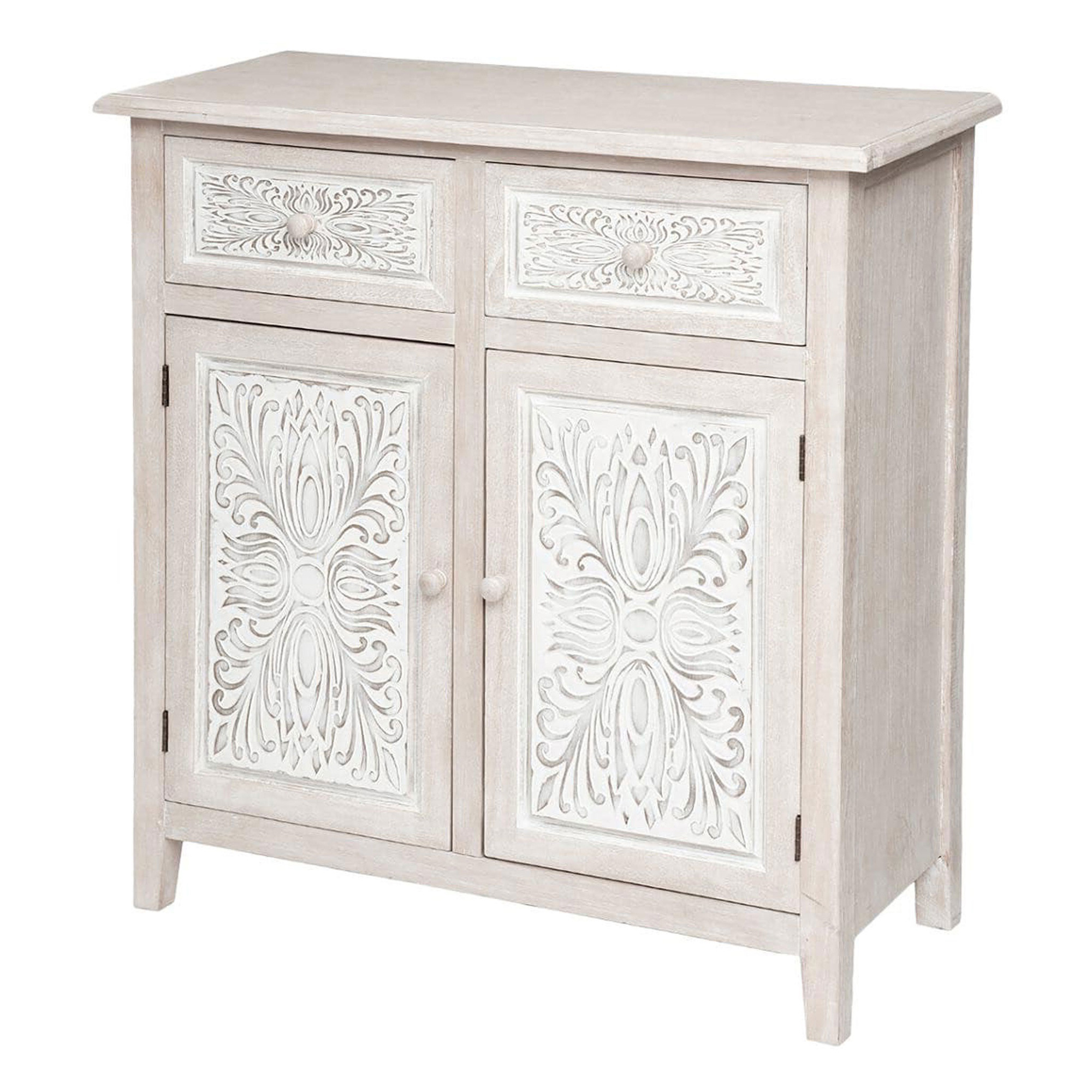 Image of Well Home - Practical And Elegant Wardrobe With 2 White Wood Doors