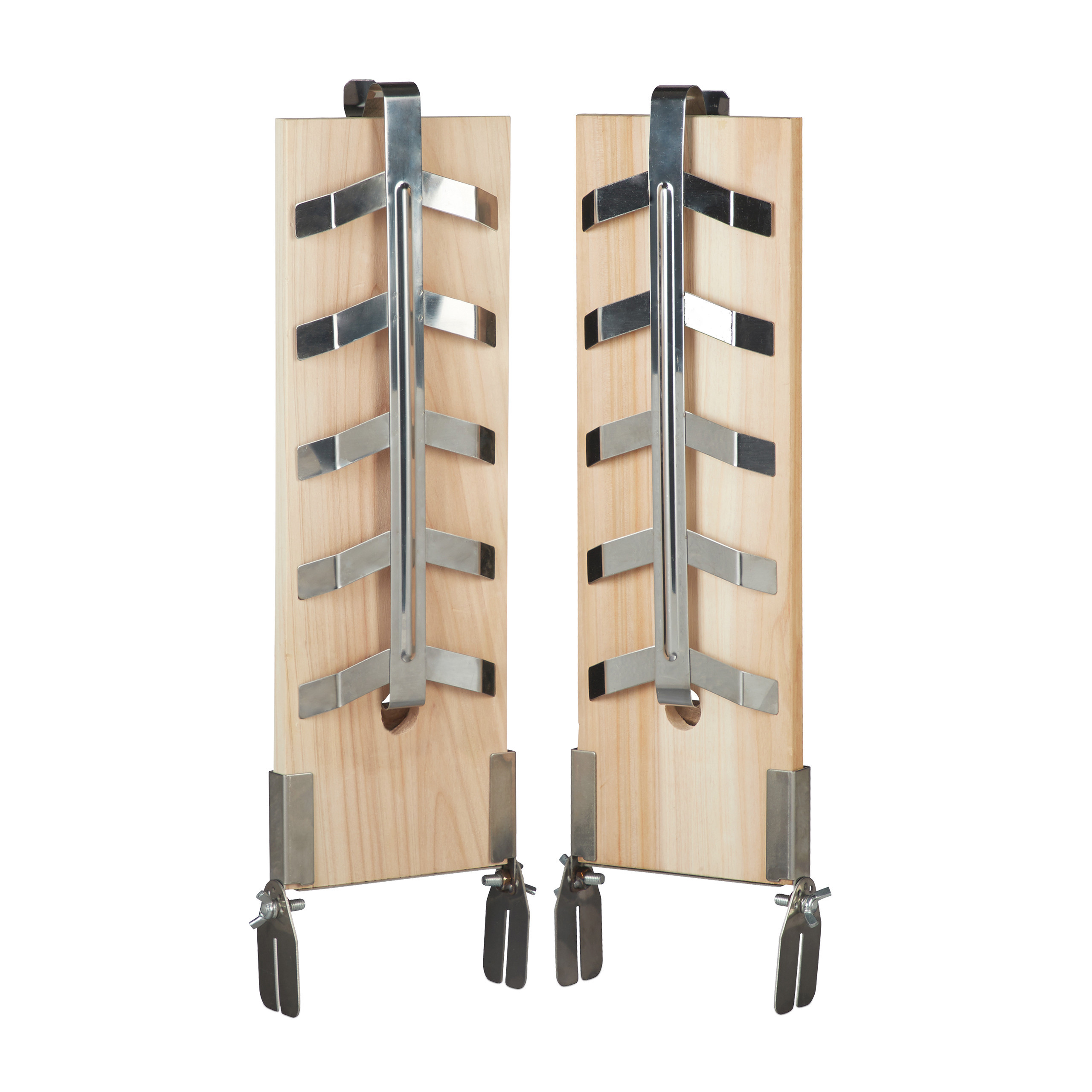 TEMU Relaxdays Flame Salmon Boards Set Of 2 Salmon Fillet Cedar Wood Board, Stainless Steel Brackets, Natural