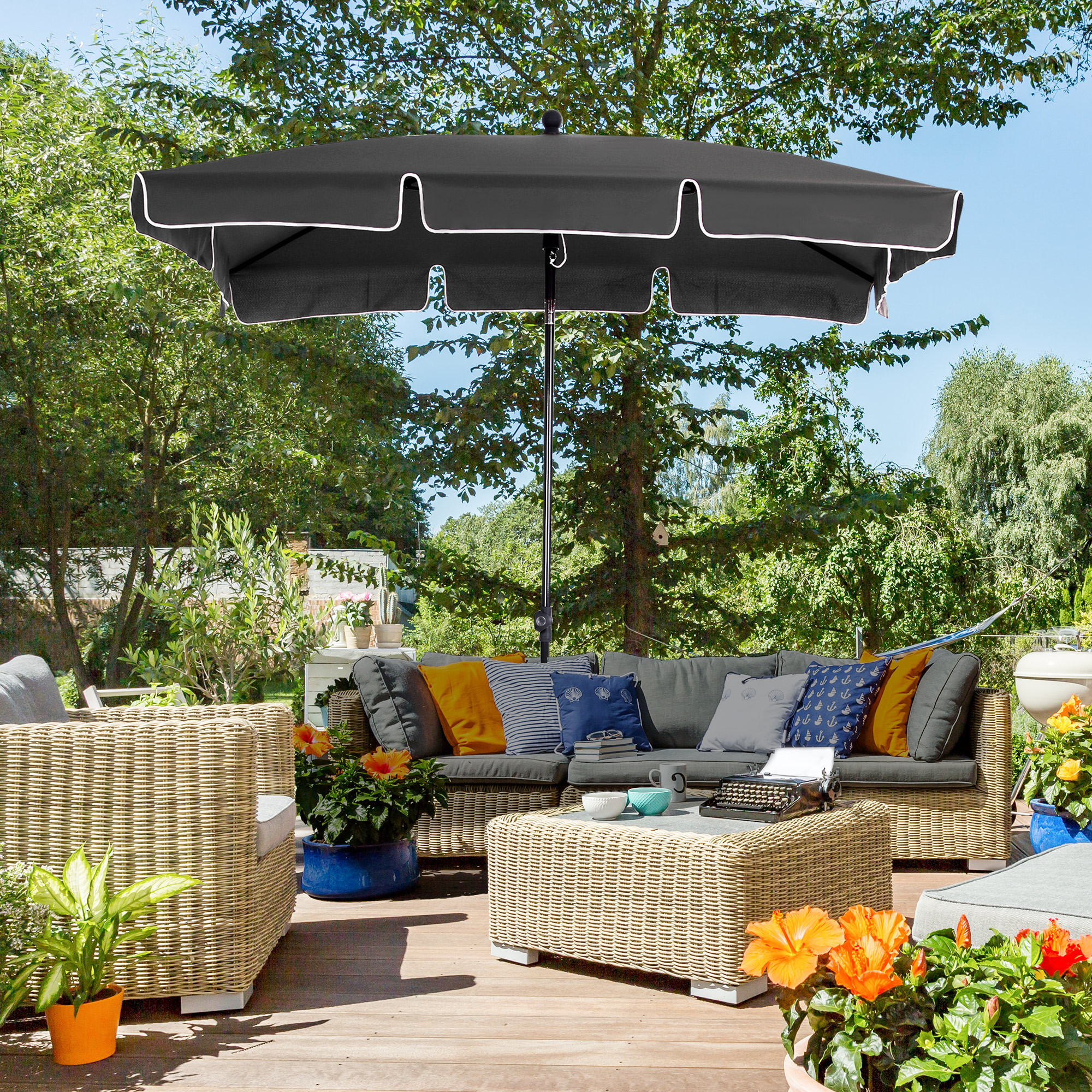 Foldable Cream White Beach Umbrella, Garden Umbrella, Balcony Umbrella, Sun Protection