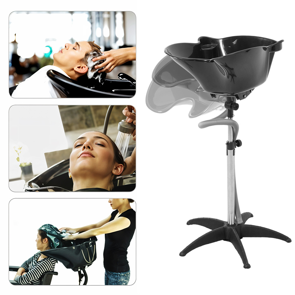 TEMU Portable Hair Washing Sink, Mobile Adjustable Hairdressing Sink, Suitable For Barber Shop Hair Salon, Lightweight And Durable, Rotated, Black