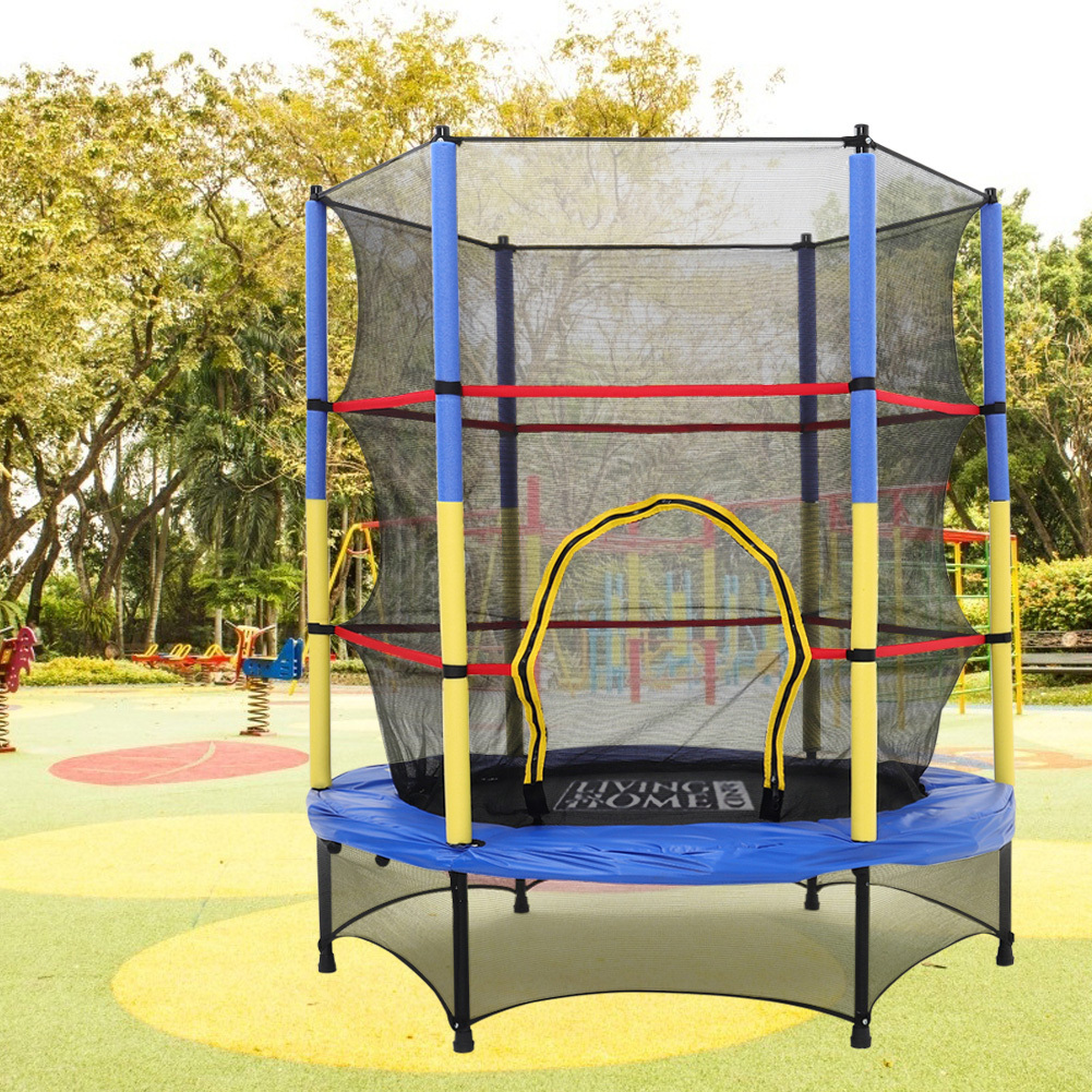 LIVINGANDHOME 4.5FT Trampoline with Enclosure Net and Steel Frame