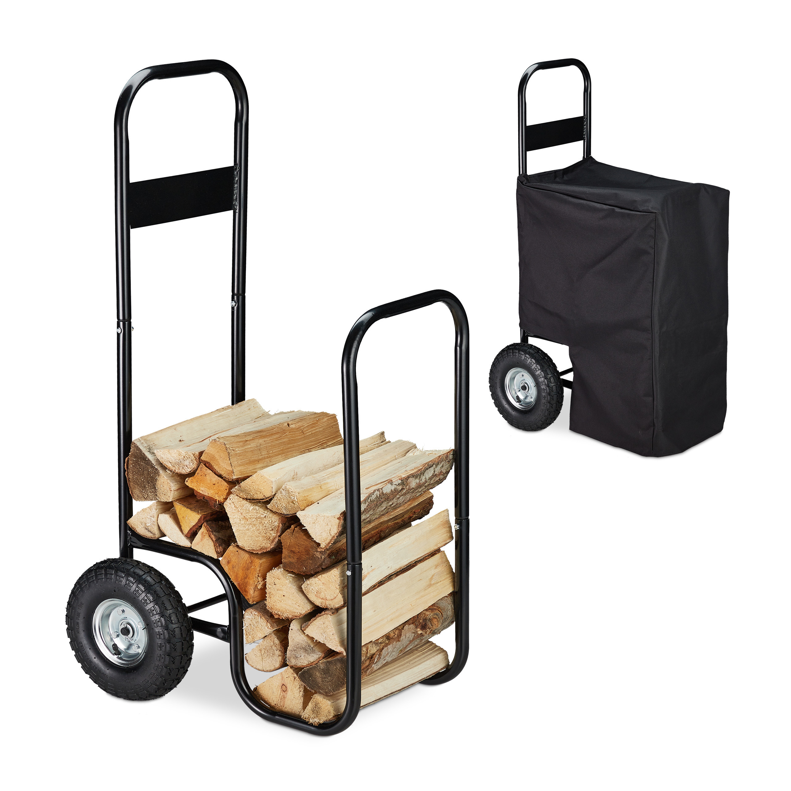 Firewood Cart In Black - Up To 60 Kg