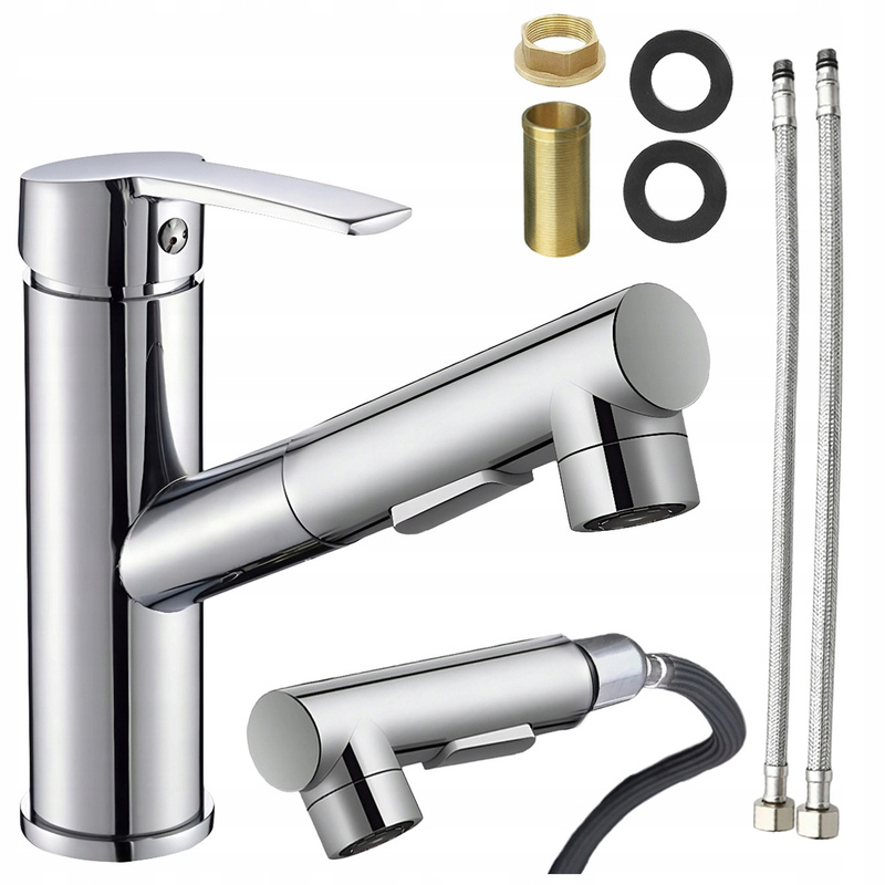 Modern Chrome Bathroom Battery 3-function Pull-out