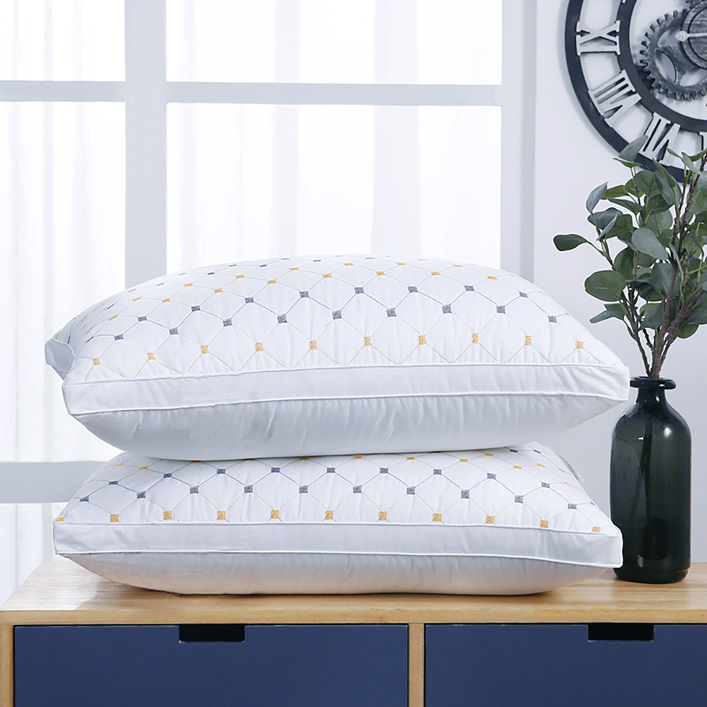 TEMU 2pcs Luxury Starry White Pillow Inserts 74x48cm - Double- Design With Microfiber & Firm Support, Hotel Quality Cooling Polyester Fill For