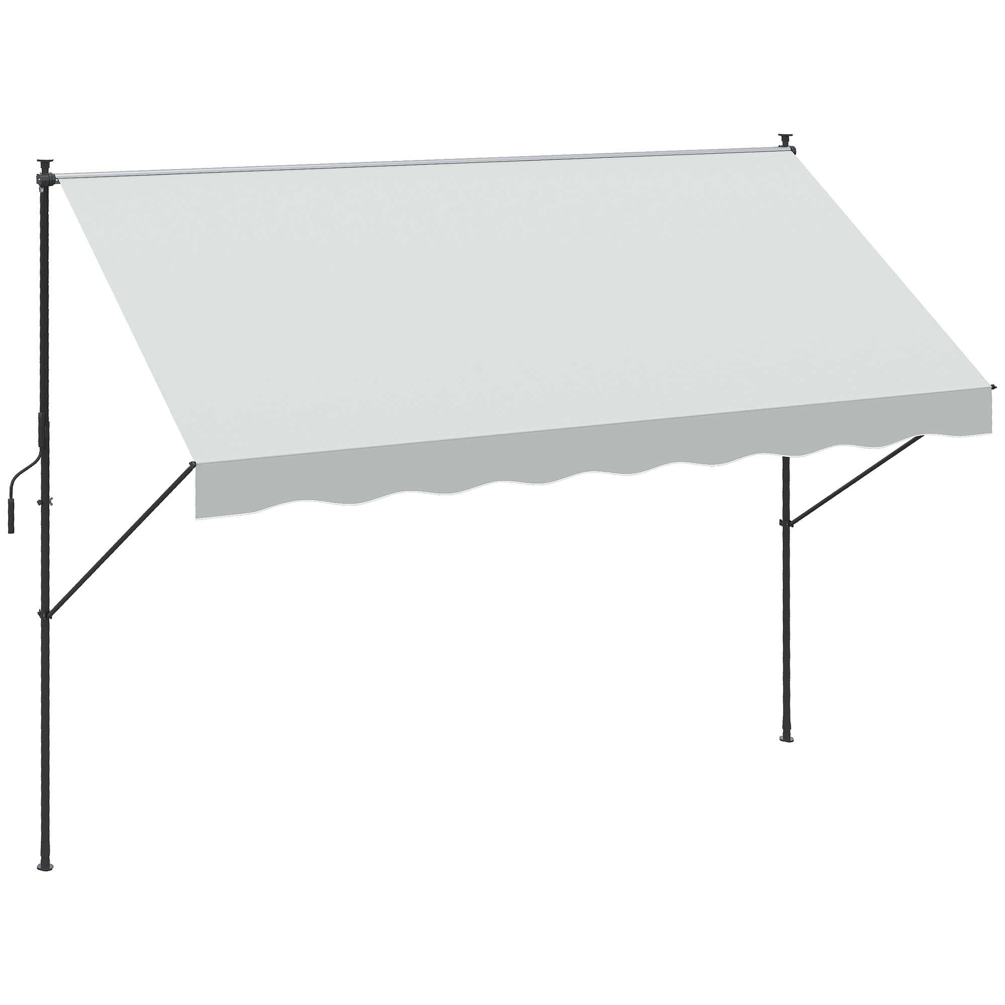Manual Retractable Awning 3x1, 75 Terrace Awning With Adjustable Height, Roll-up Crank, 210-310 Cm, No Drill Required For Balcony Garden, Cream