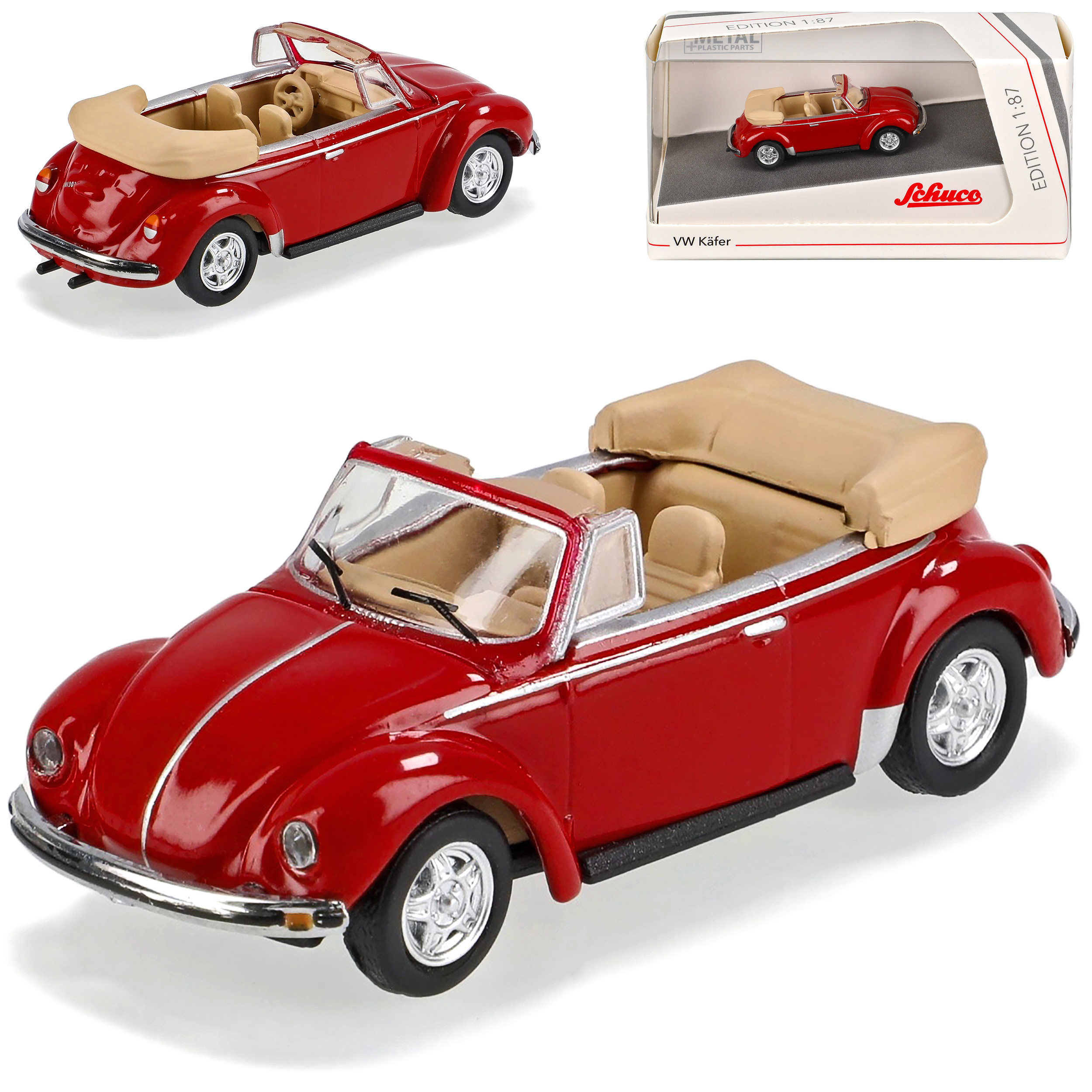 Vw Convertible Red Open H0 1/87 Schuco Model Car
