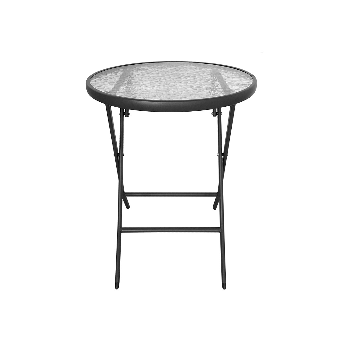 TEMU Mesa Plegable de Acero para Interior y Exterior Antracita. Mesa de Cristal Estable y Resistente para Jardín, , y Patio 60x70 cm.