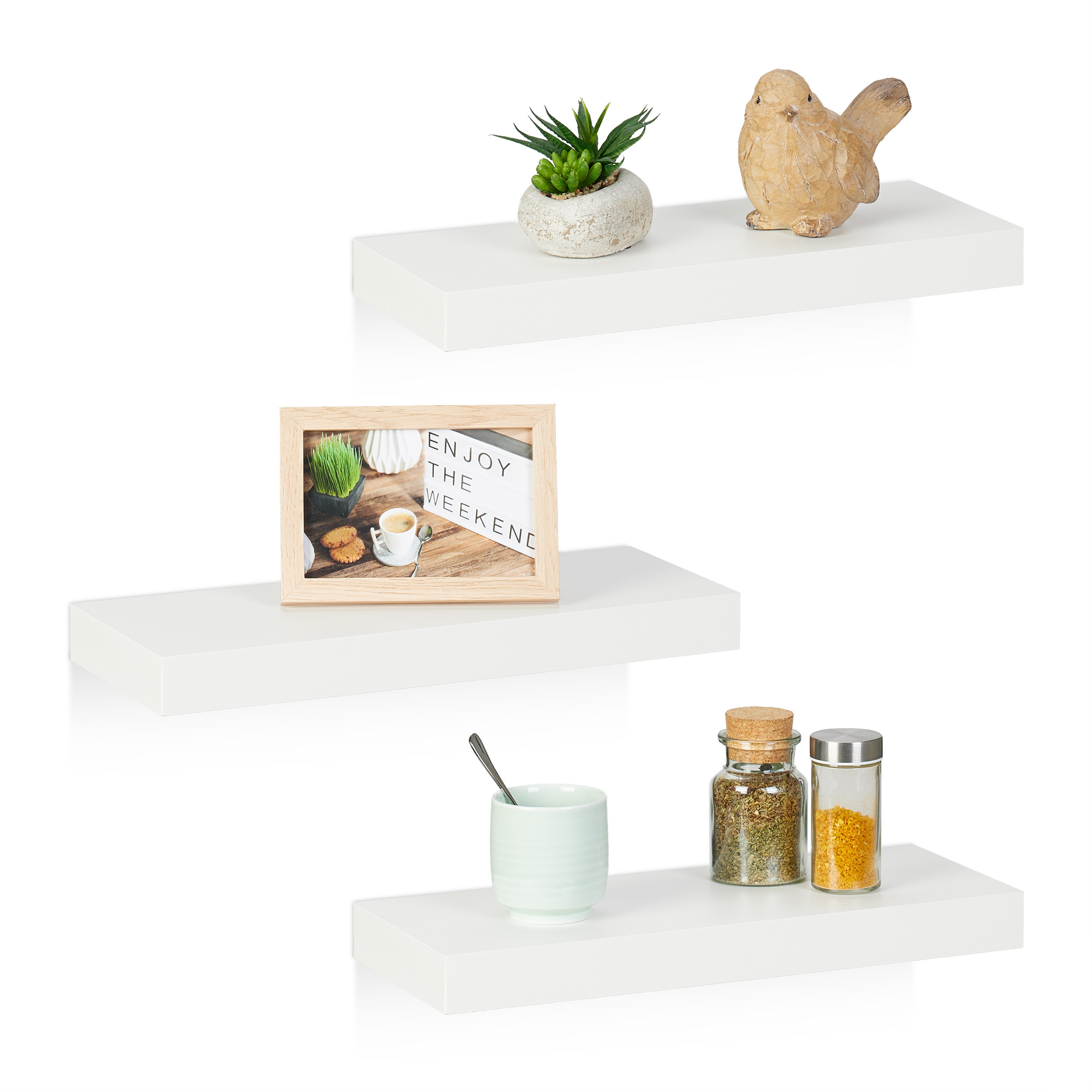3 X White Shelf - (w)38 X (h)3.5 X (d)15 Cm