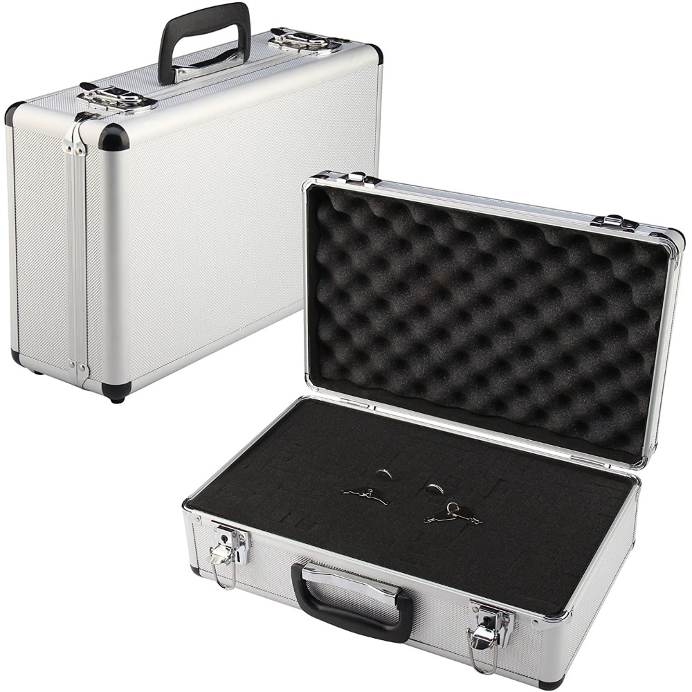 Flight Case Aluminum Foam Microphone Camera Photography Carrying Lockable Storage Box L400mm X W240mm X H125mm