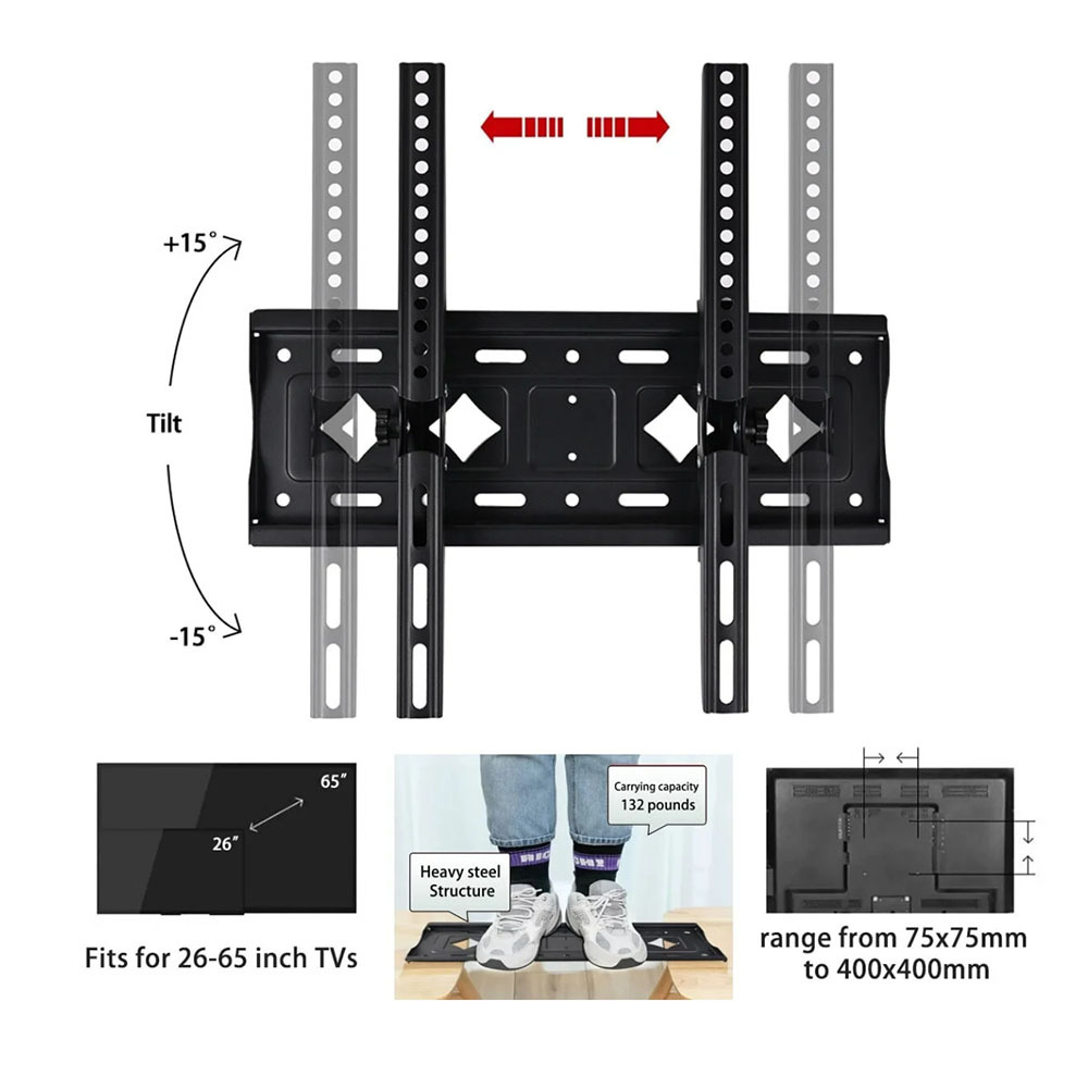 Solid Metal TV Wall Mount, Multi-Angle Adjustable