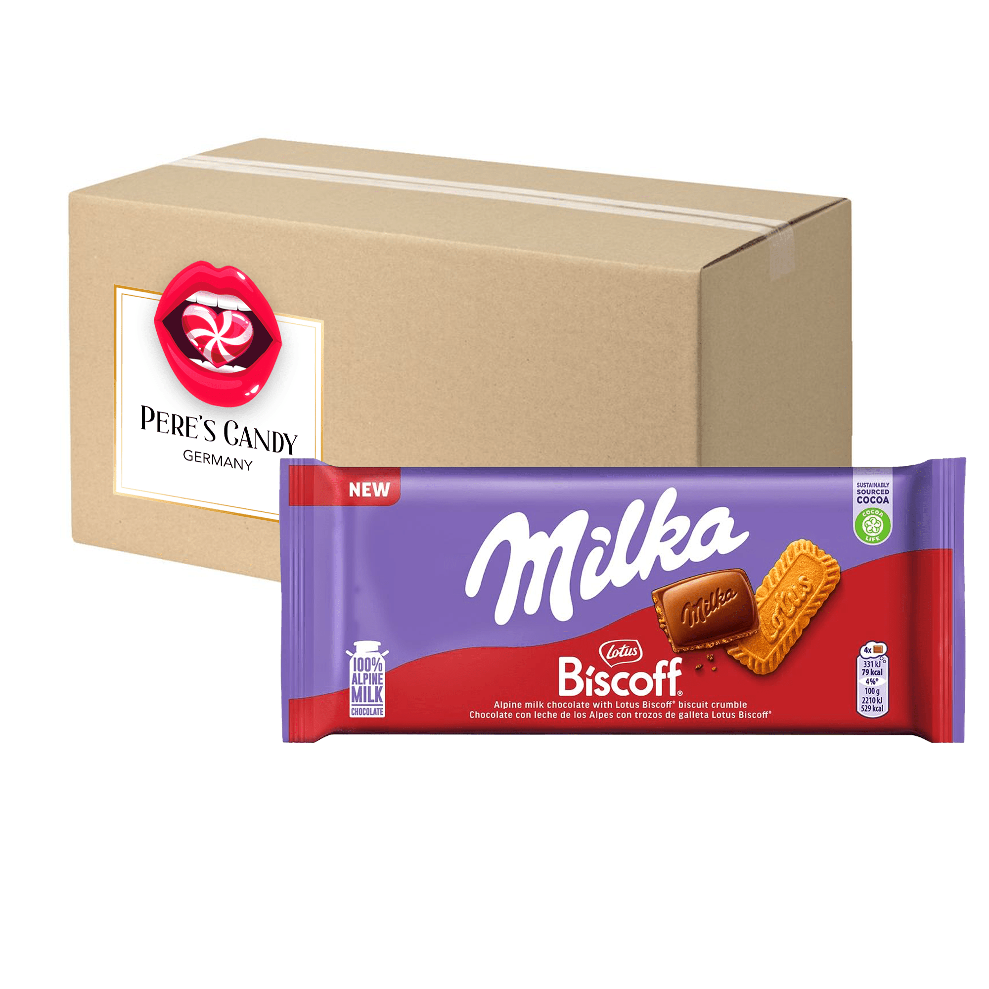 Milka Alpine Milk Chocolate And Crunchy Biscoff 6x90g
