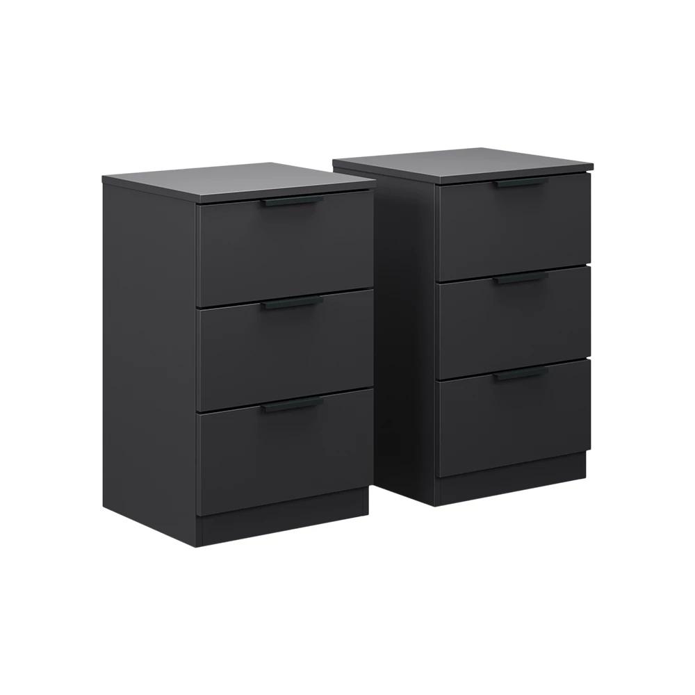 Black Nightstand With Drawers Nightstand Bedside Table, 15 Mm