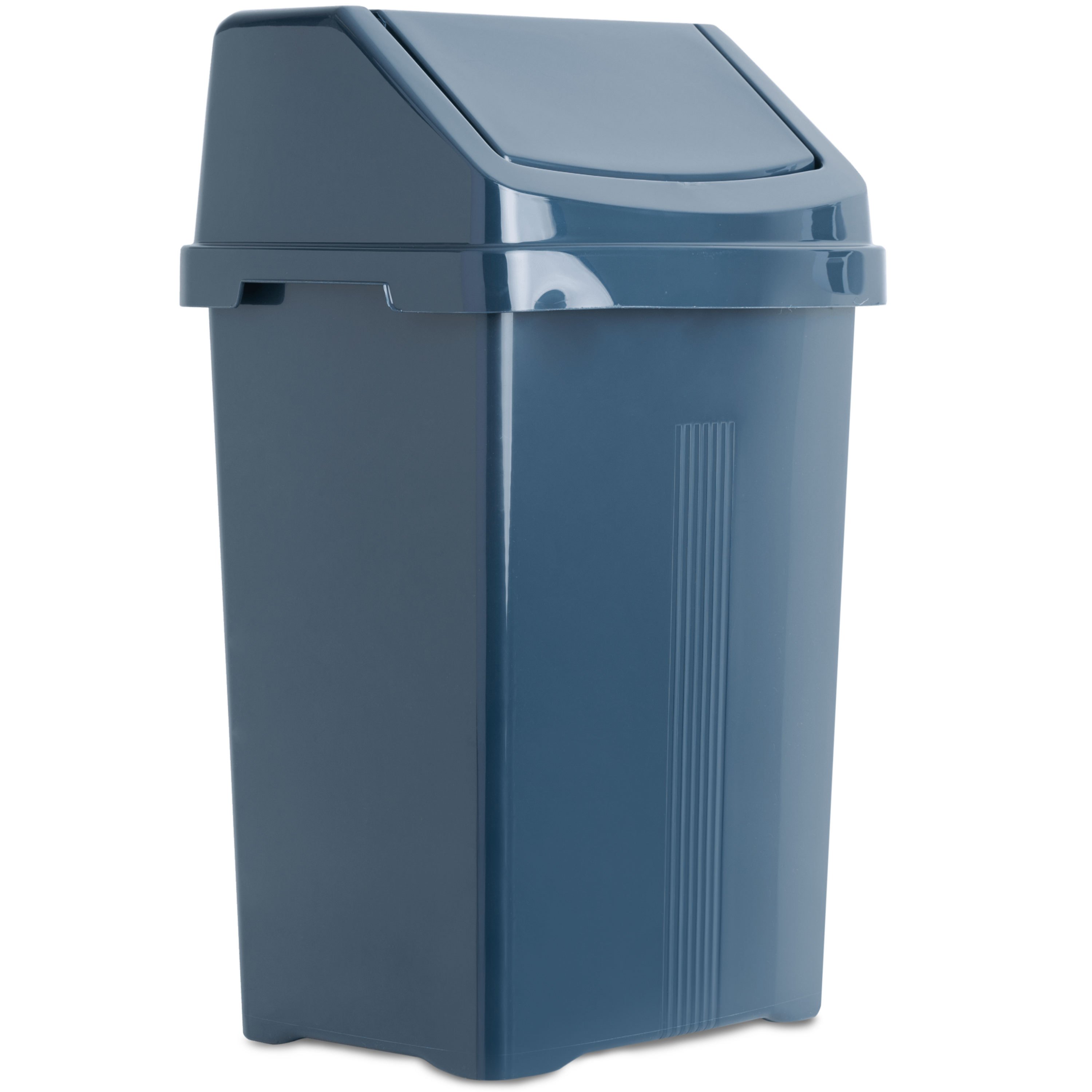 Image of Waste Bin With Swing Lid 15 Angular Navy Dark Blue Swing Lid Trash Can Plastic Kitchen Office Bathroom Cleaning Bucket Cosmetics Bucket Paper Basket Trash Can Waste Container Waste Bin Waste Collector