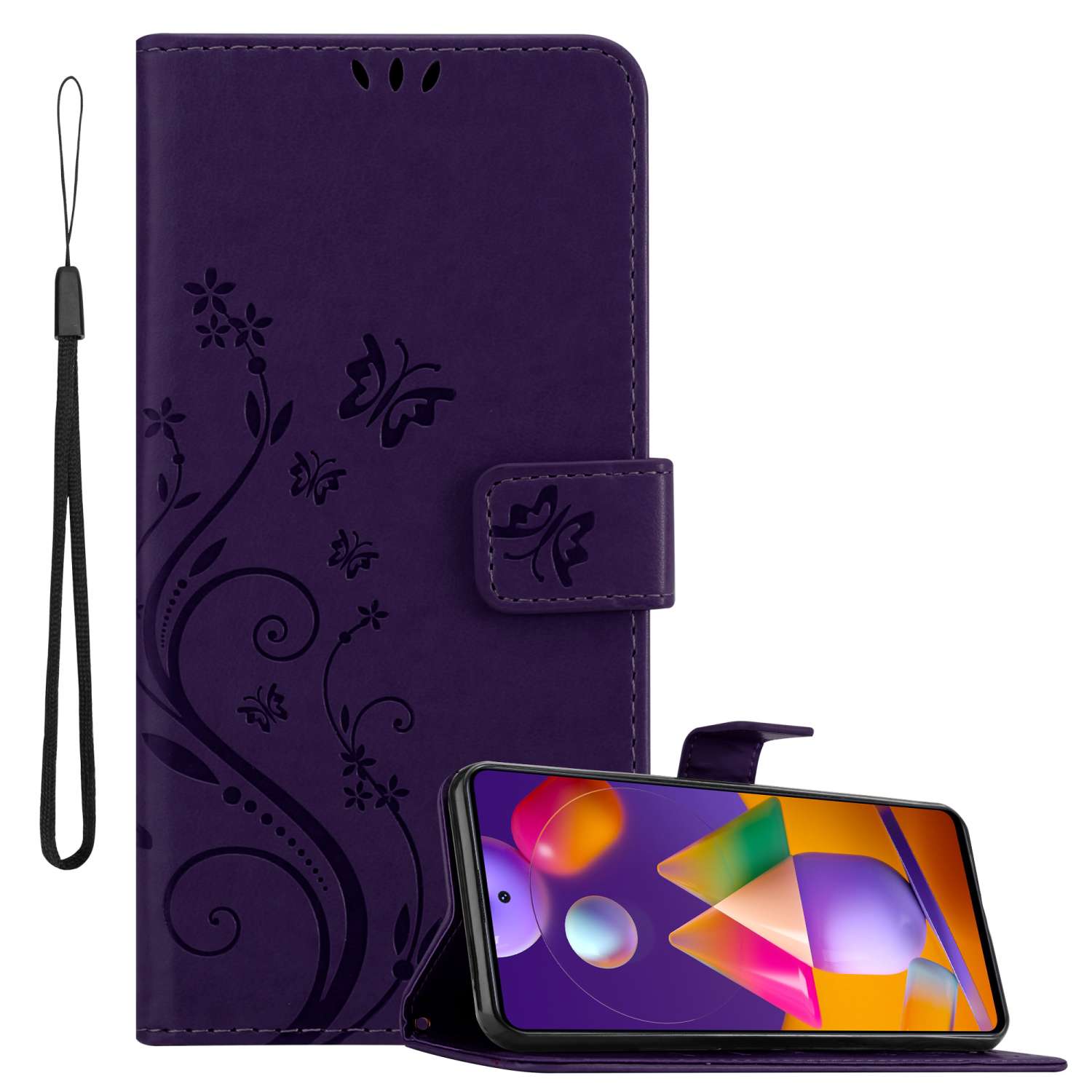 Case Compatible For Galaxy M31s Protective Cover With Magnetic Closure, Stand Function And Card Slots Flip Case Flower Cover Phone Case Foldable Case Book Bag