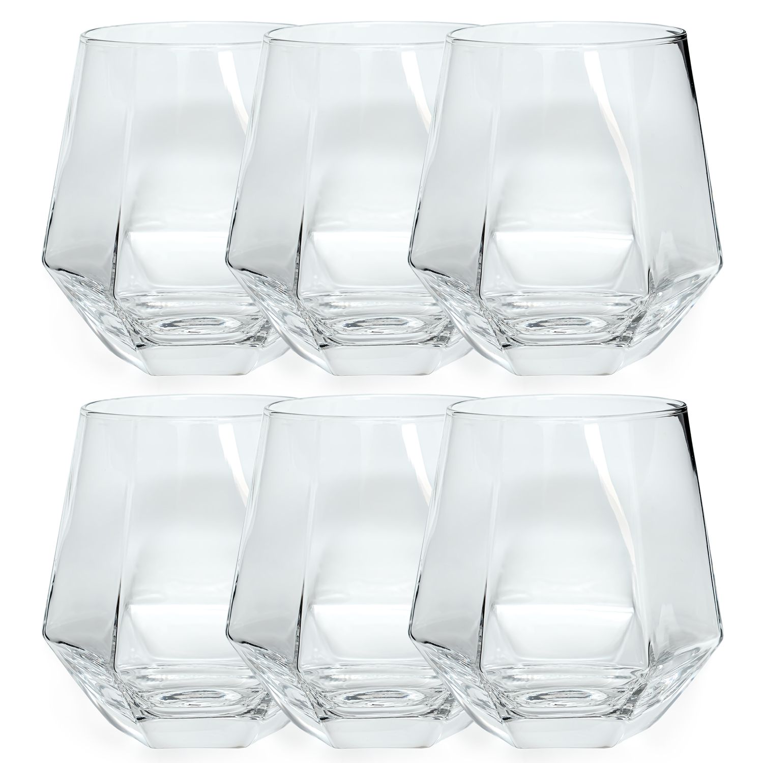 Image of Intirilife Drinking Glass Set In Hexagon Design 240 Ml Water Juice Glasses Dishwasher Safe Shockproof