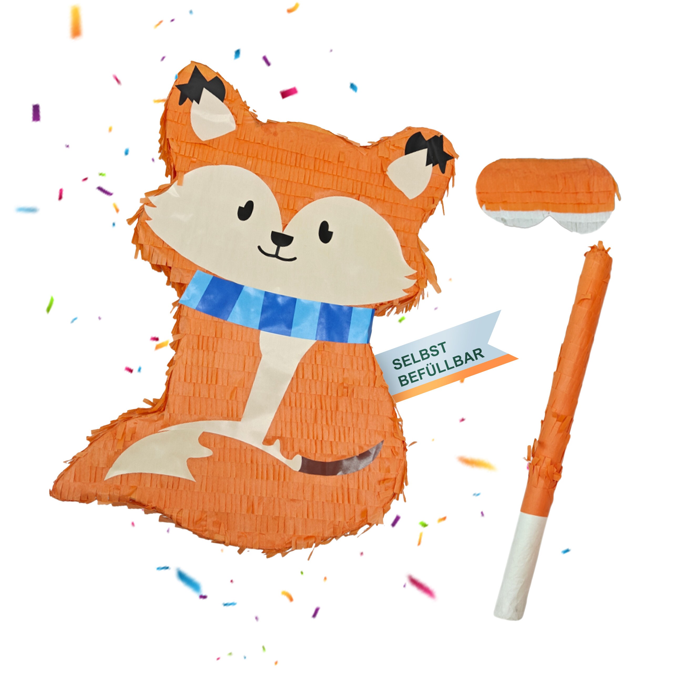 3-part Pinata Set "fox" In Colorful