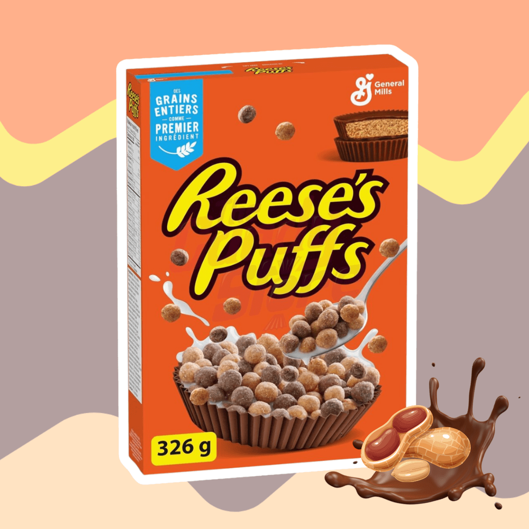 Reese's Puffs Cereal 326g – Peanut Butter & Chocolate Flavoured Whole Grain Corn Puffs