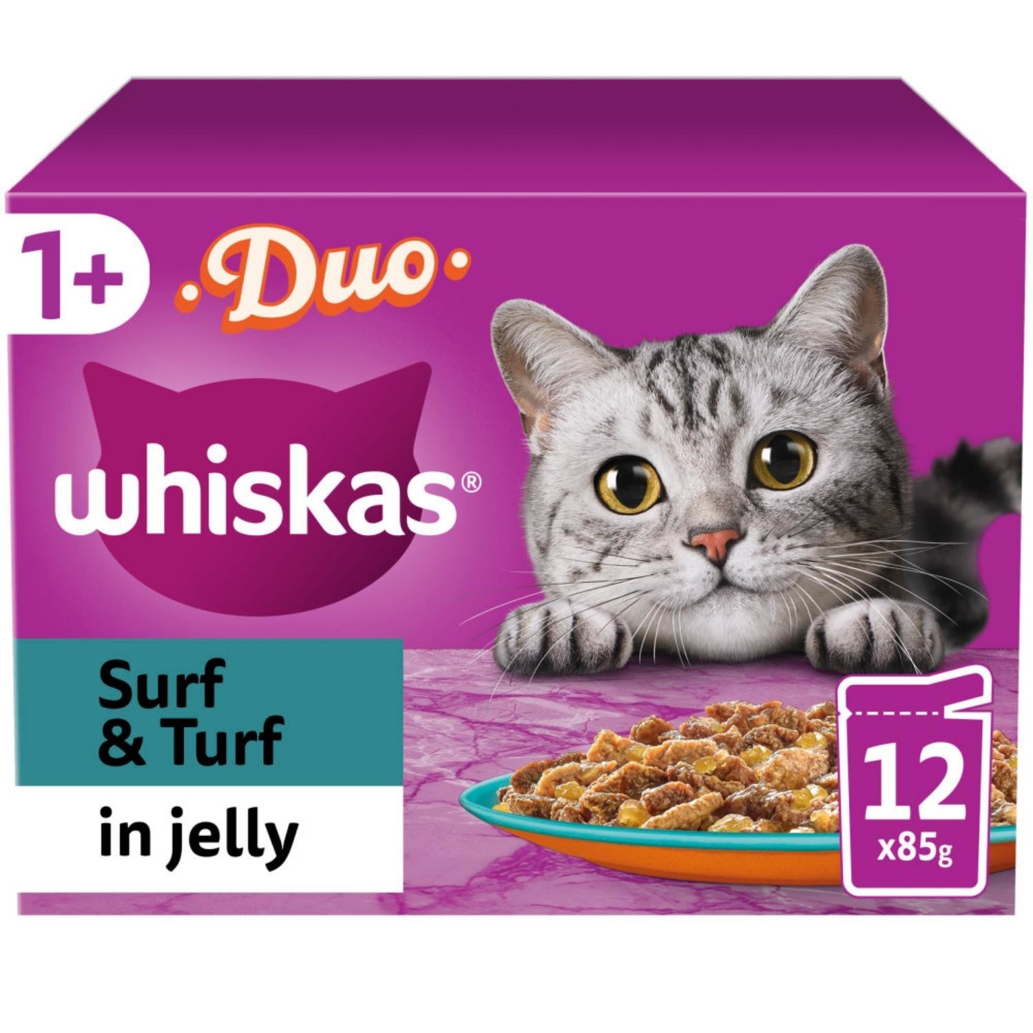 TEMU 48 X 85g Whiskas 1+ Duo Mixed Adult Wet Cat Food Pouches