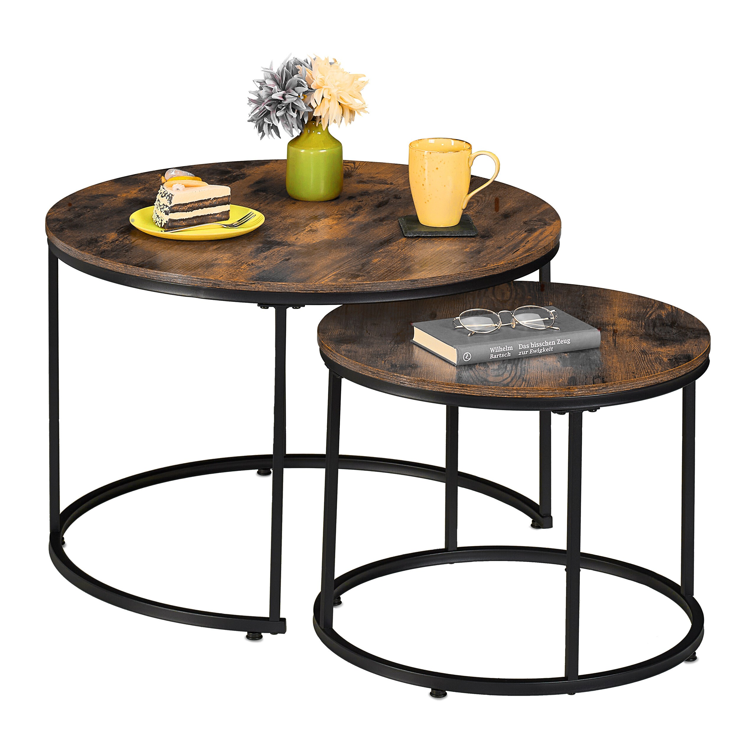 2-piece Coffee Table Set In Brown/black