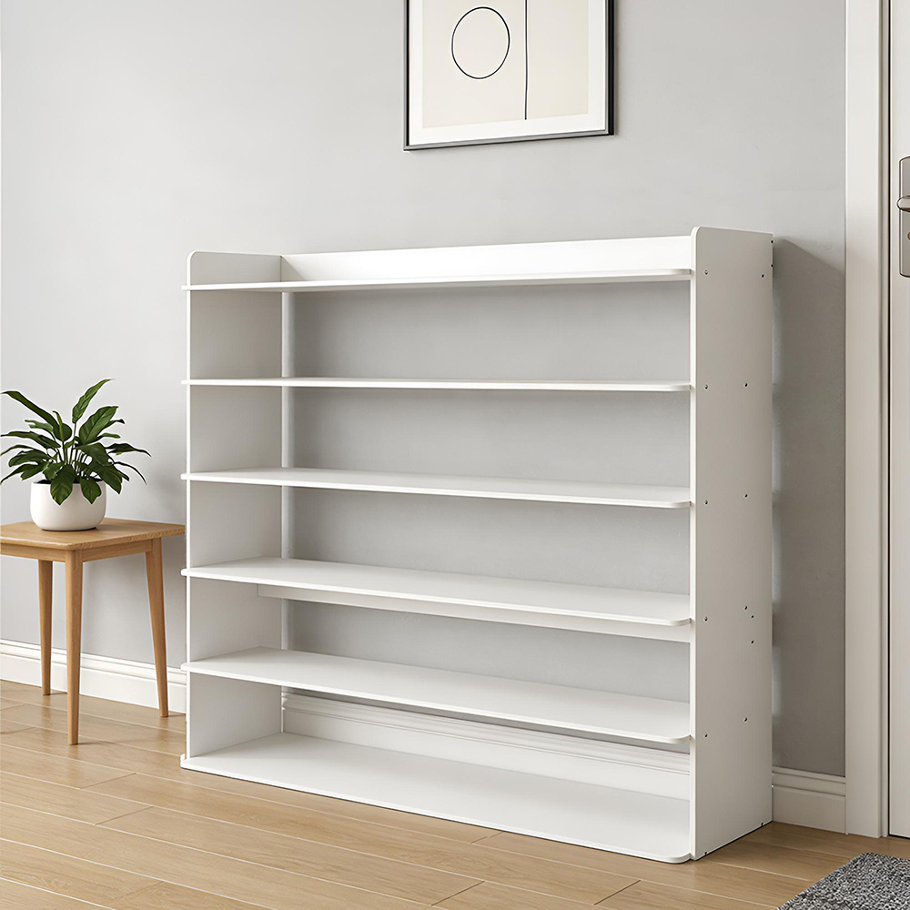 TEMU 6 Tier Wooden Shoe Rack Storage Shelf Unit Cabinet Organiser Footwear Stand, 102x26x88cm, Modern White Shoe Rack Shoes Storage Cabinet Wooden