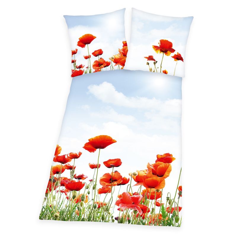 Bedding Set, 2-piece, Poppy Flowers, 135 X 200 Cm, 100% Cotton