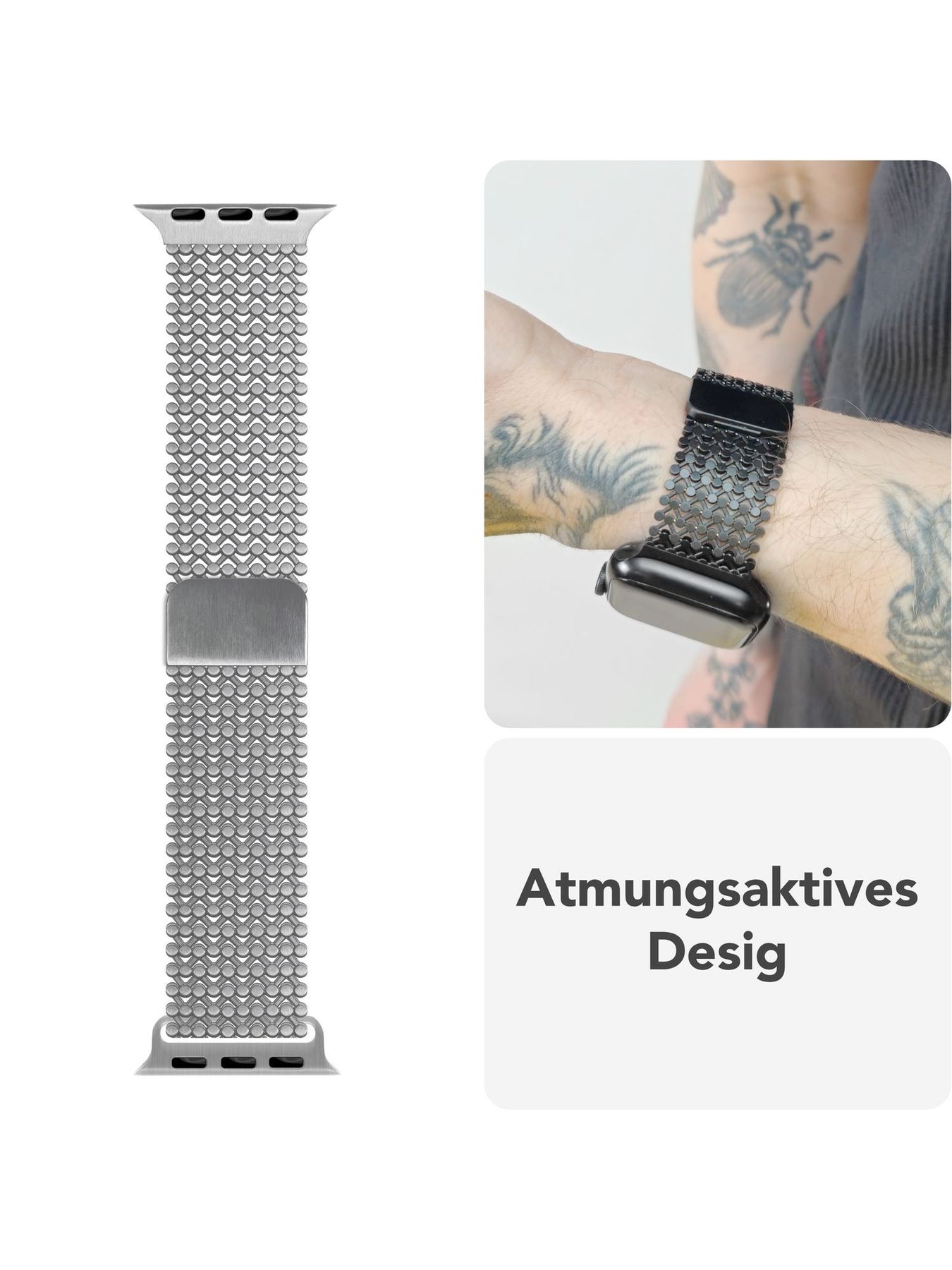 NALIA Alvia Mesh Loop Armband for Apple Watch Ultra/Se/10/9/8/7/6/5/4/3/2/1, Case Size 42/44/45/46/49Mm, Breathable Magnetic Stainless Steel Replacement Strap