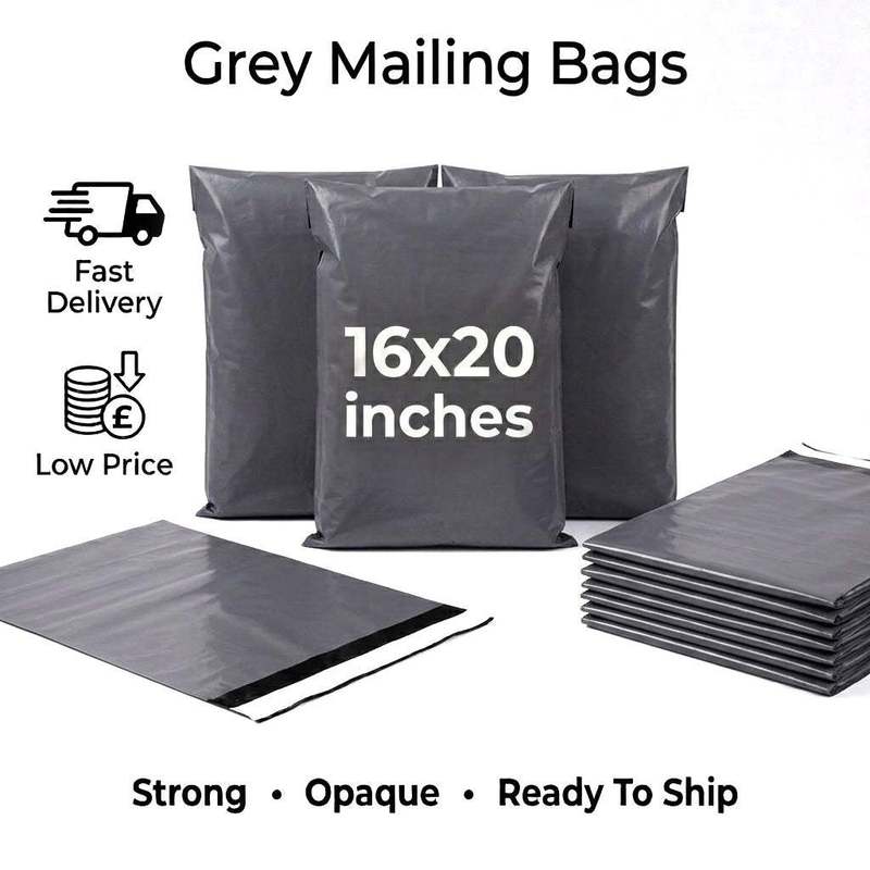 TEMU 50 Pcs Extra Large Grey Mailing Bags 16x20 Inch 40x50 Cm, Heavy Duty Poly Mailers Plastic Postage Bags , Waterproof Opaque Parcel Envelopes For