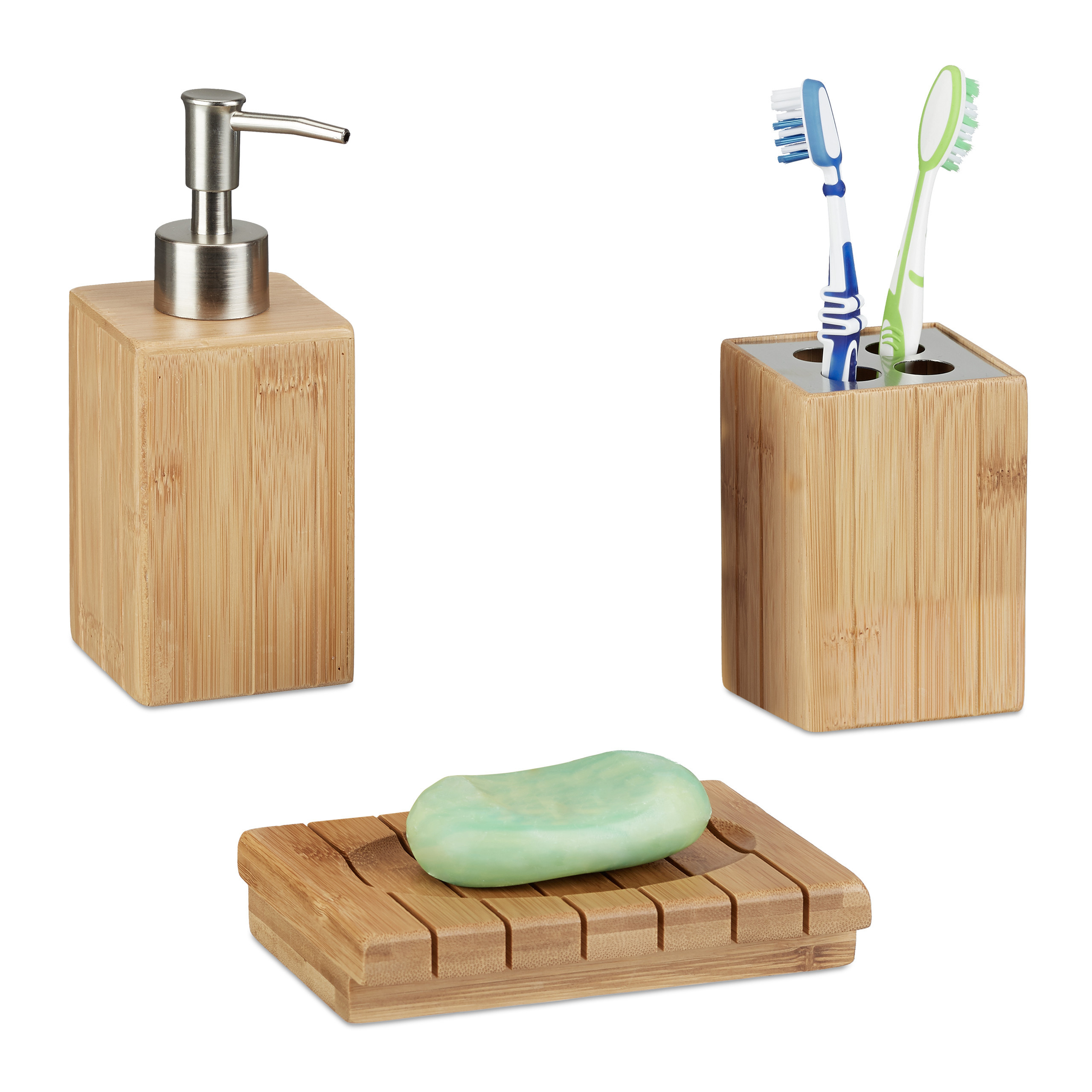 3x Natural Bad Accessories Set
