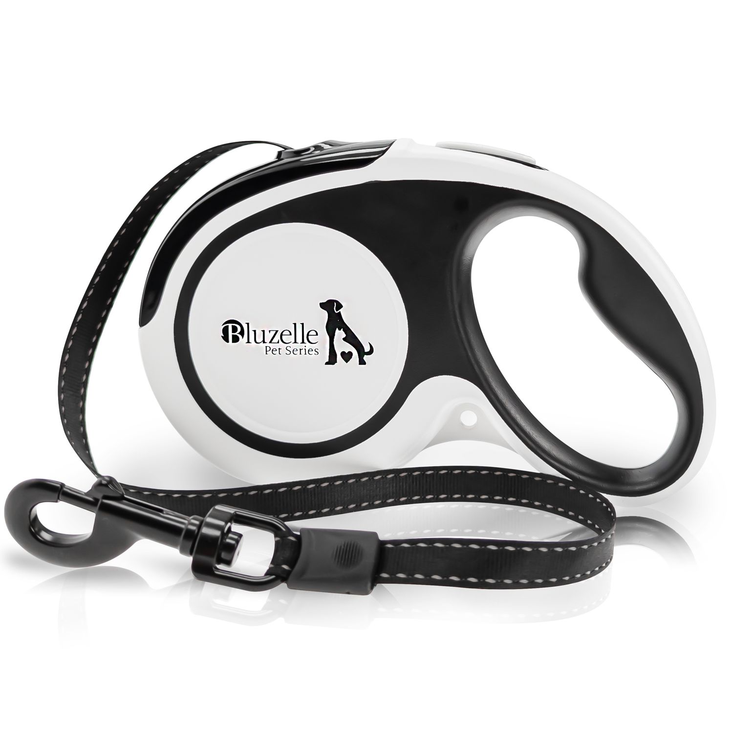 Image of Bluzelle 5m Retractable Leash With Reflective Strips For Medium & Large Dogs Up To 50kg, Extendable Dog Leash With 360° Carabiner Hook, Reliable One-hand Brake Nylon Strap Ergonomic Handle