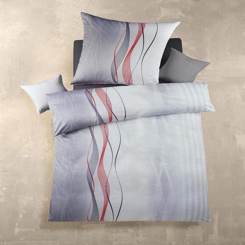 Seersucker Bedding 135x200 Cm, 100% Microfiber, Summer Duvet Cover 135x200, Lightweight & Wrinkle-free, Wave Grey