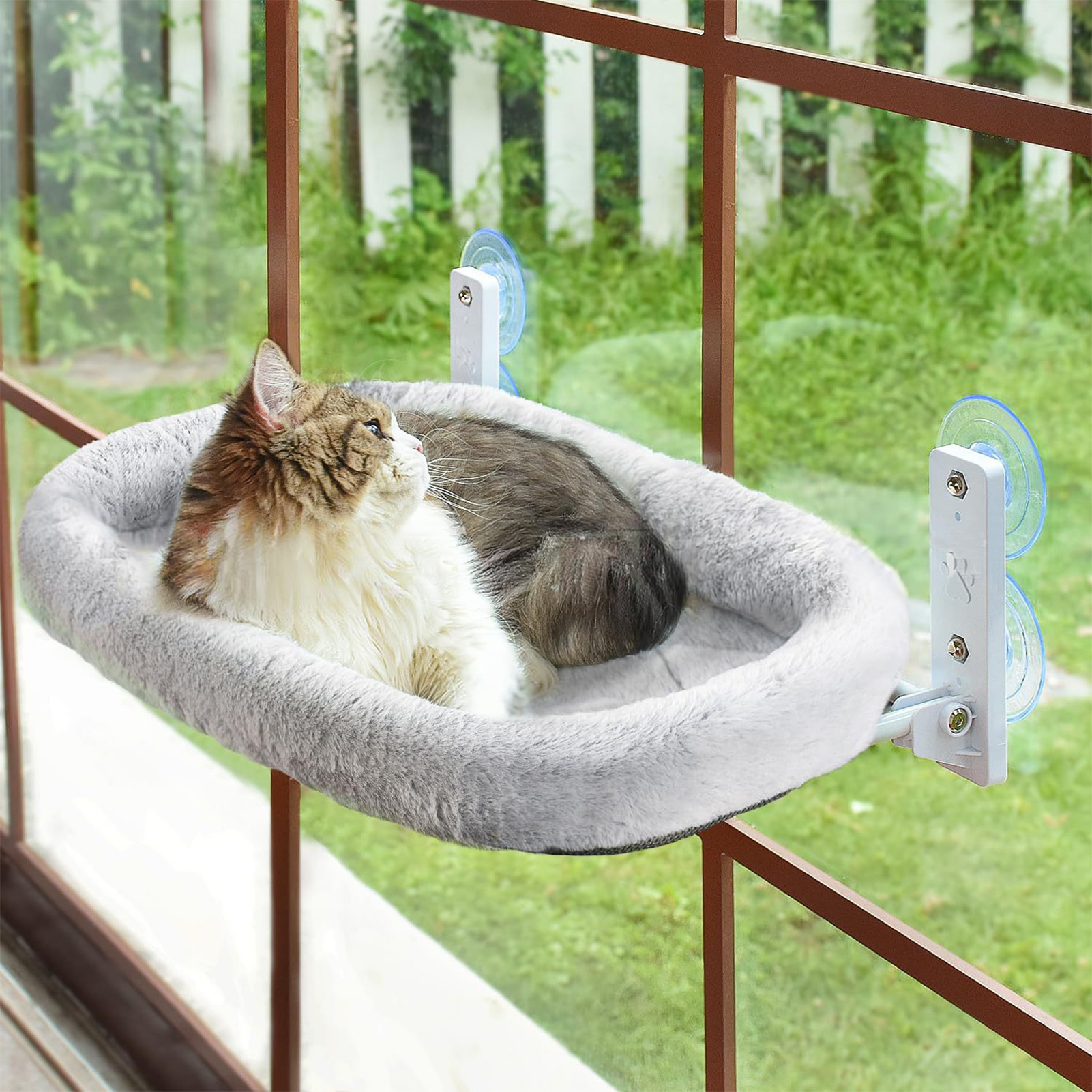 TEMU Suction Cup Hanging Cat Nests, Foldable Cat Window Bed Hammock Cordless Perch Window Sill Seat For Indoor Cats Grey 21.5x30x52cm
