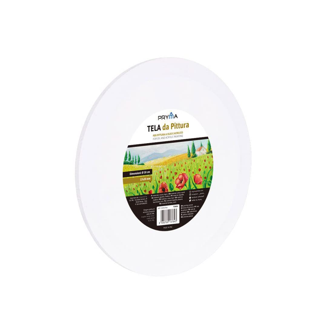 TEMU Pryma Round Painting Canvas – 100% Cotton – Artistic Canvas On Wooden Frame – For Acrylic, Oil, Tempera
