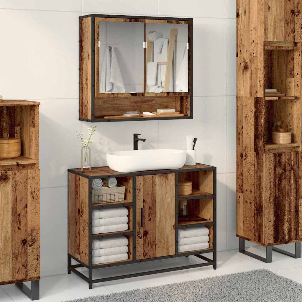Vidaxl Wall Mirror Cabinet In Old Wood Look, Black, 65 X 20 X 60 Cm. With Shelves, Ideal For Indoor Use. , A Screwdriver Is . Perfect For Your Bathroom To Store Furniture In .