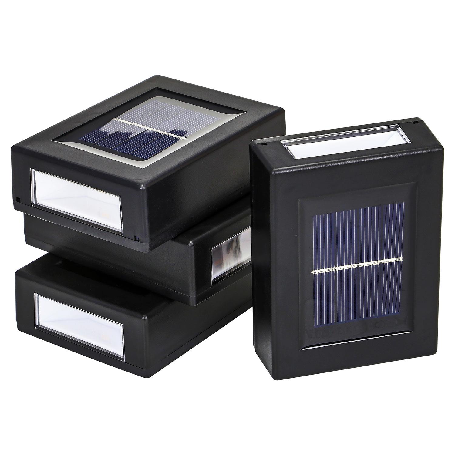 taylor brown 4 pack solar wall lights outdoor   down ip65 waterproof warm white for garden fence pathway decor details 0