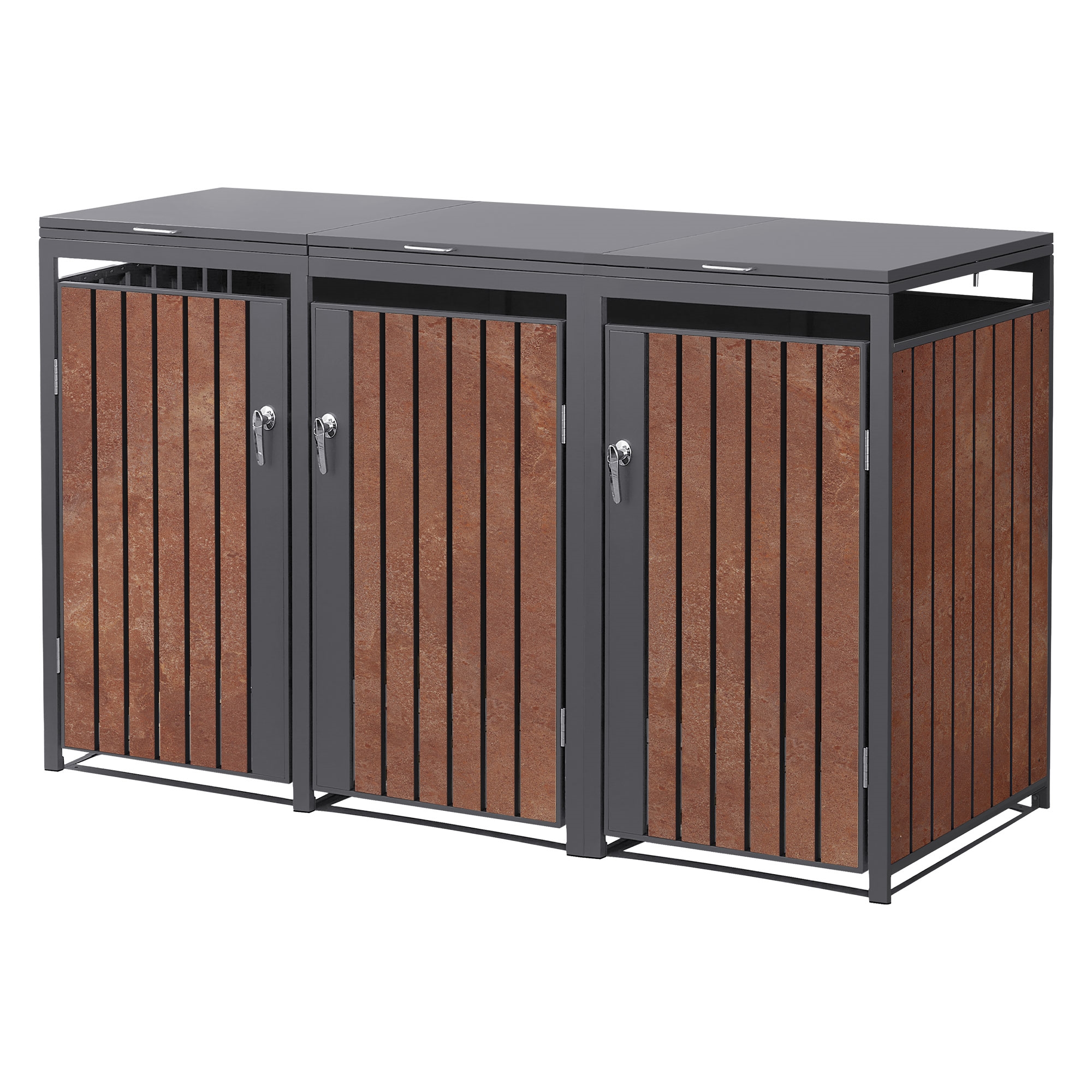 Image of Ml-design Trash Can Box 240l, -rust Optics, Steel/corten Steel, Lockable Trash Can Enclosure /door, Trash Box Trash Can Container Trash Can Cover