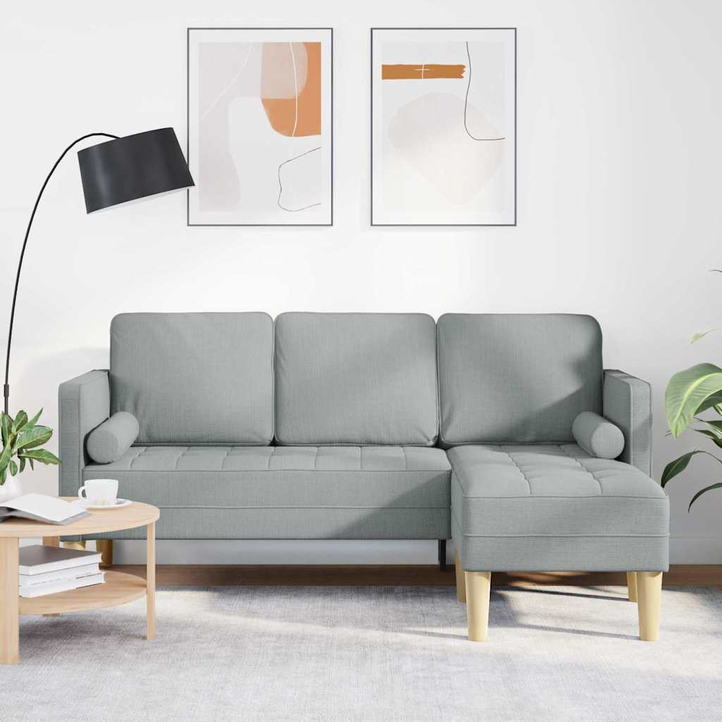Image of Vidaxl Sofa Set With Cushions Light Grey Polyester, Living Room, Set, Rectangular Sofa, Seating, Flexible Arrangement, Contemporary Furniture