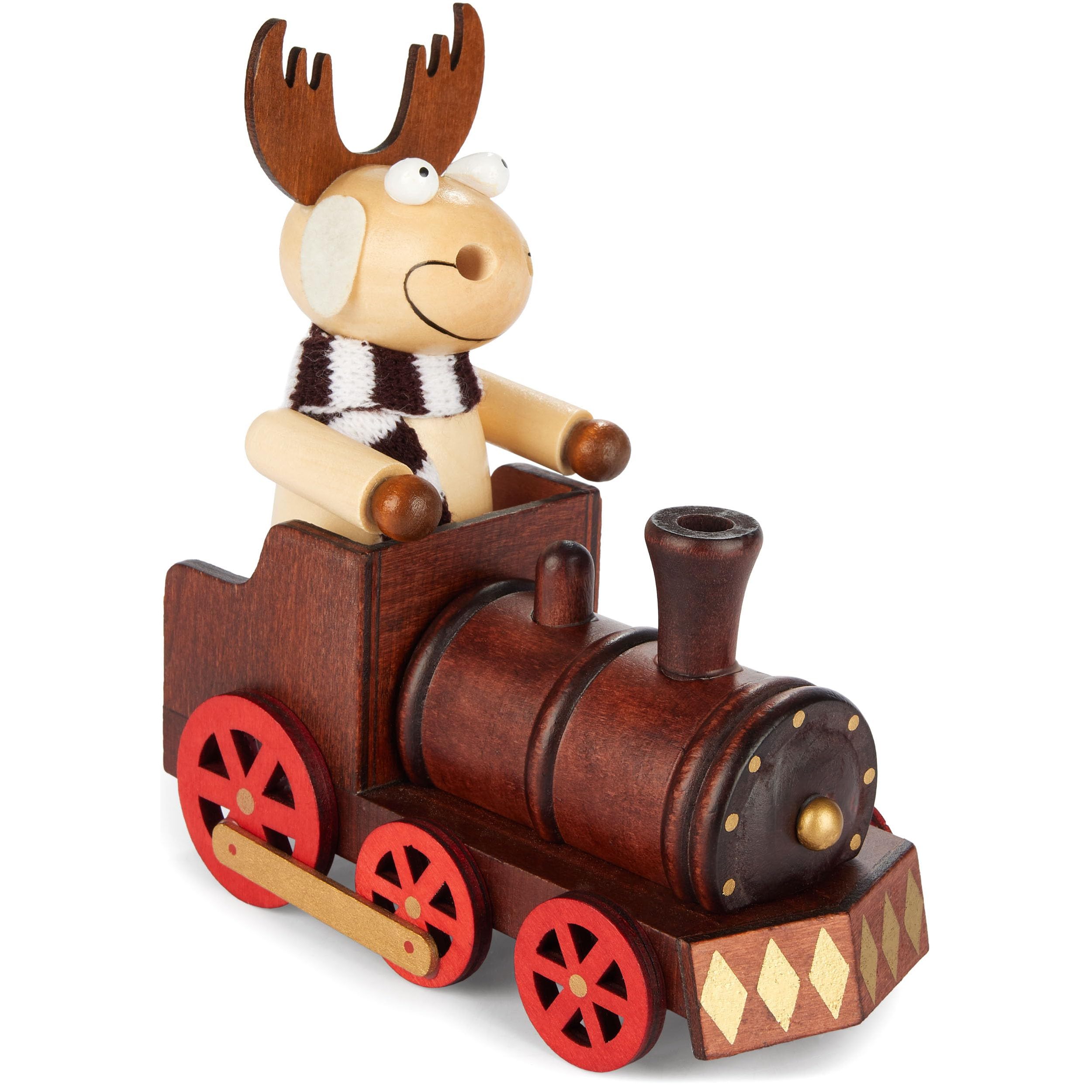 Image of Brubaker Wooden Smoking Man - Elk With Scarf And - Smoke Figure Table Decoration For Christmas - Smoking Elk Decoration Figure - Decoration Smoking Man Train Christmas Train