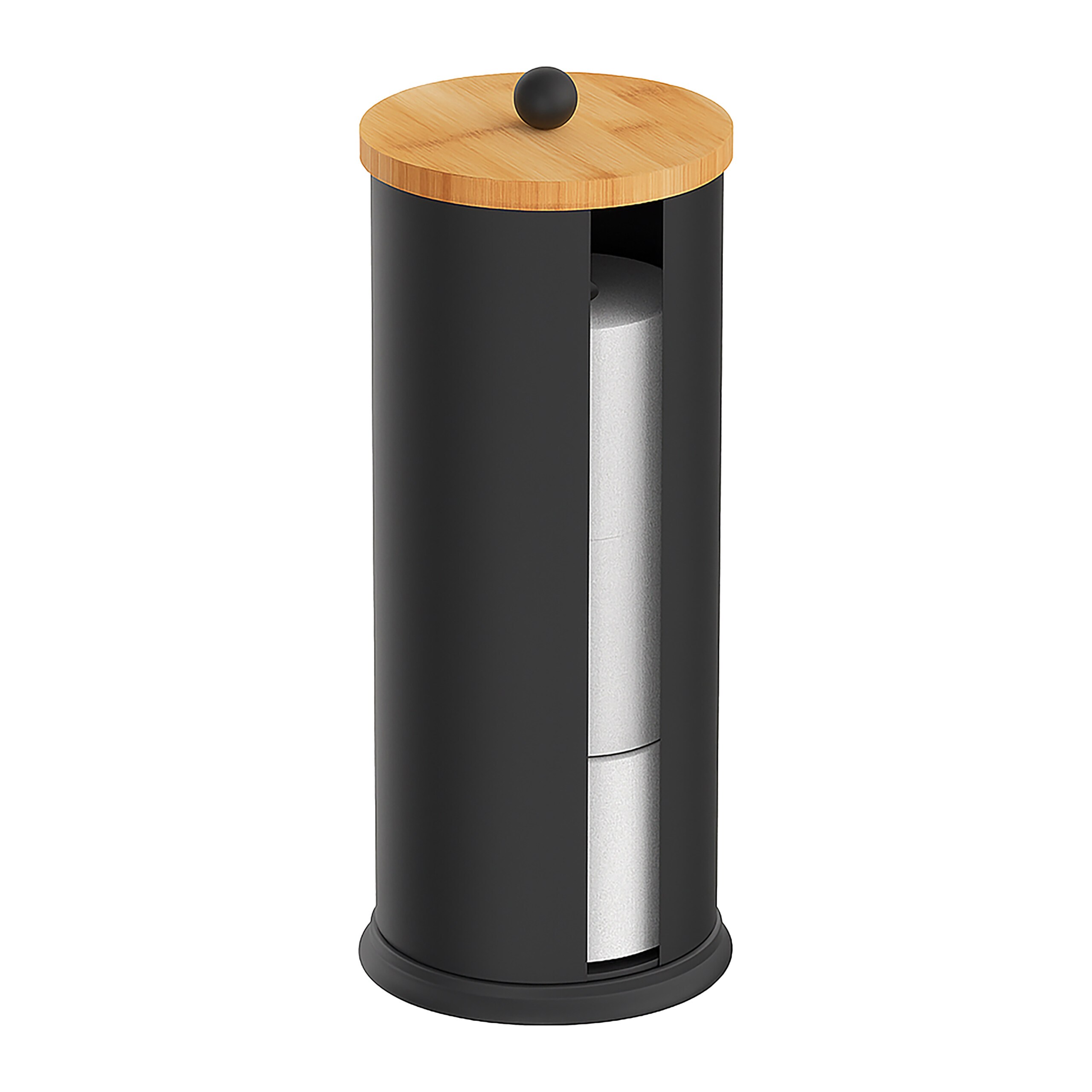 E-shop Toilettenpapier Aufbewahrung in Schwarz/ Natur - (H)49 x Ø cm