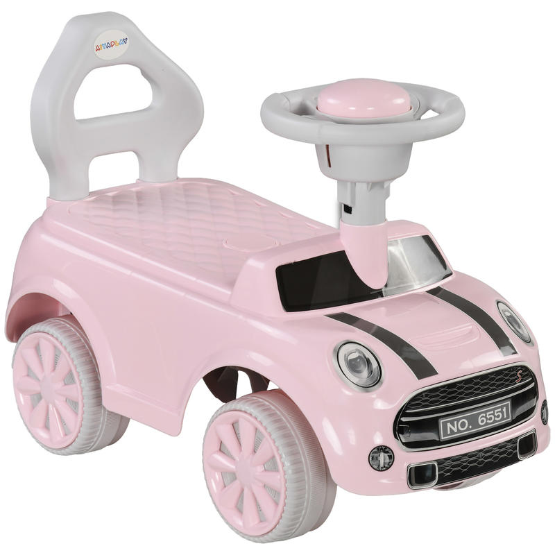 Glijauto voor Kinderen, Kantelbescherming, Hoorn, Antislip Zitje, voor 1.5-3 Jaar, Tot 25 kg, Roze