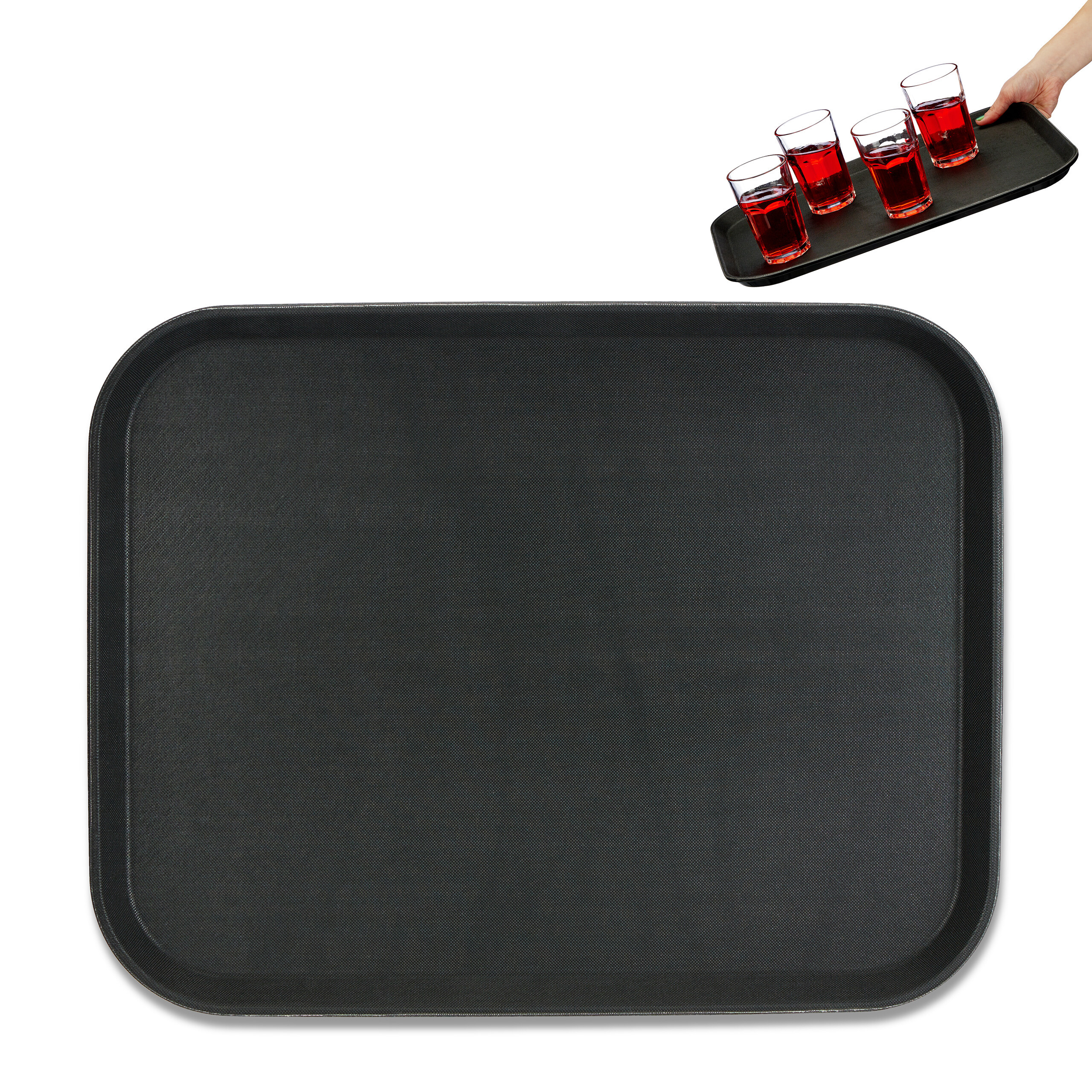 2x Serving Tray In Black - (w)46 X (d)35 Cm