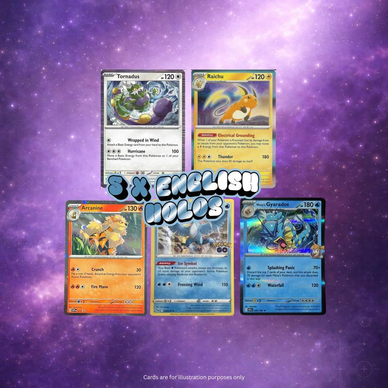 TEMU Cards – 5 Genuine English Holographic Tcg Cards – Assorted Shiny Pack – Gift For Kids & Collectors – Uk Seller