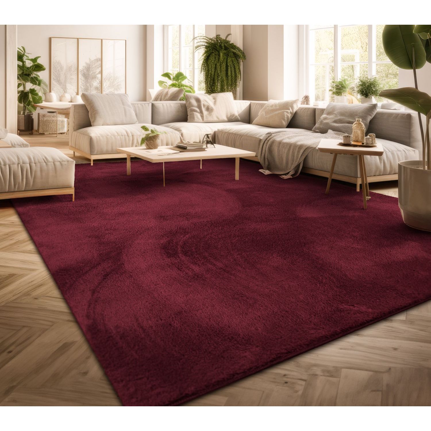 Living Room Short Pile Plain Modern Design Washable, Non Slip Stain Resistant Polyester Cloth