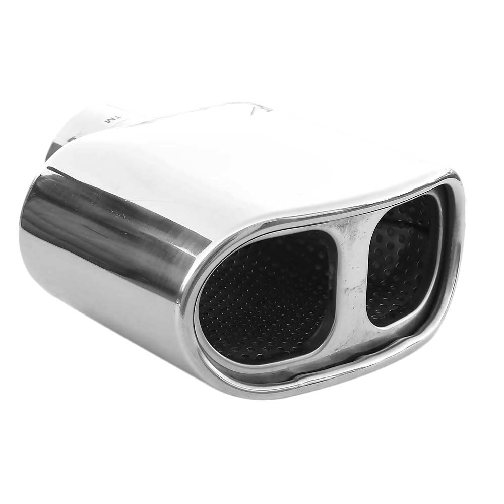 Image of Universal Exhaust Tip Double Dual Exhaust System Dual Pipe Tip Cover Sport Exhaust Sound Muffler Sport Stainless Steel Chrome Car